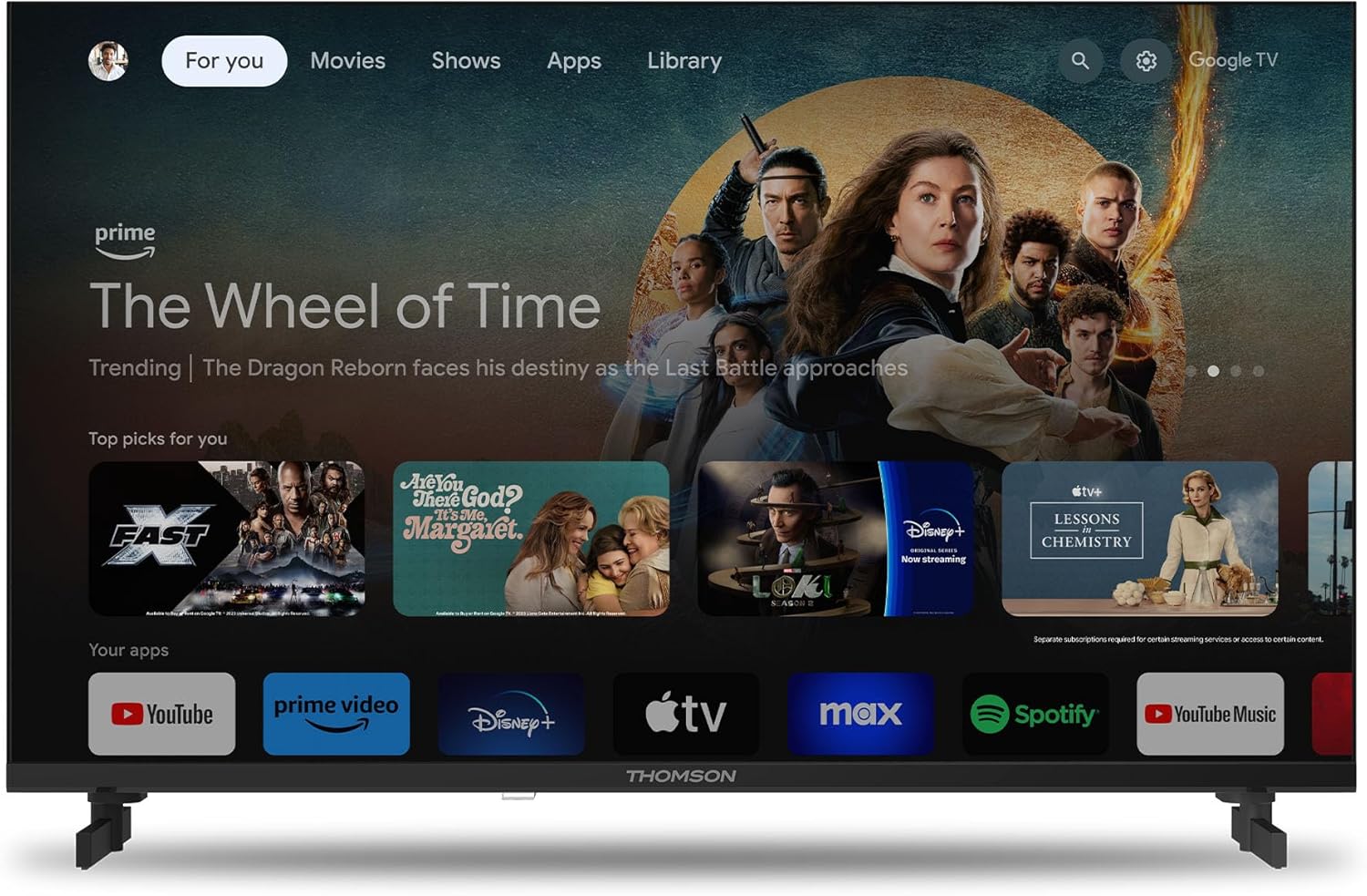 THOMSON 32 Inch (81cm) Full HD Google Smart TV, Wi-Fi, Dolby Audio, HDR10, Bluetooth 5.1, Triple Tuner (Cable/Satellite/Antenna), HDMI, CI+, A+ Panel - 32FG2S14