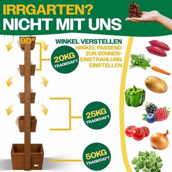 KESSER  Plant Staircase Herbs Flowers in Stair Shape Herb Garden Flower Boxes Including Root Cloth Bed for Plants for Patio, Balcony and Garden (5 Shelves, Brown)