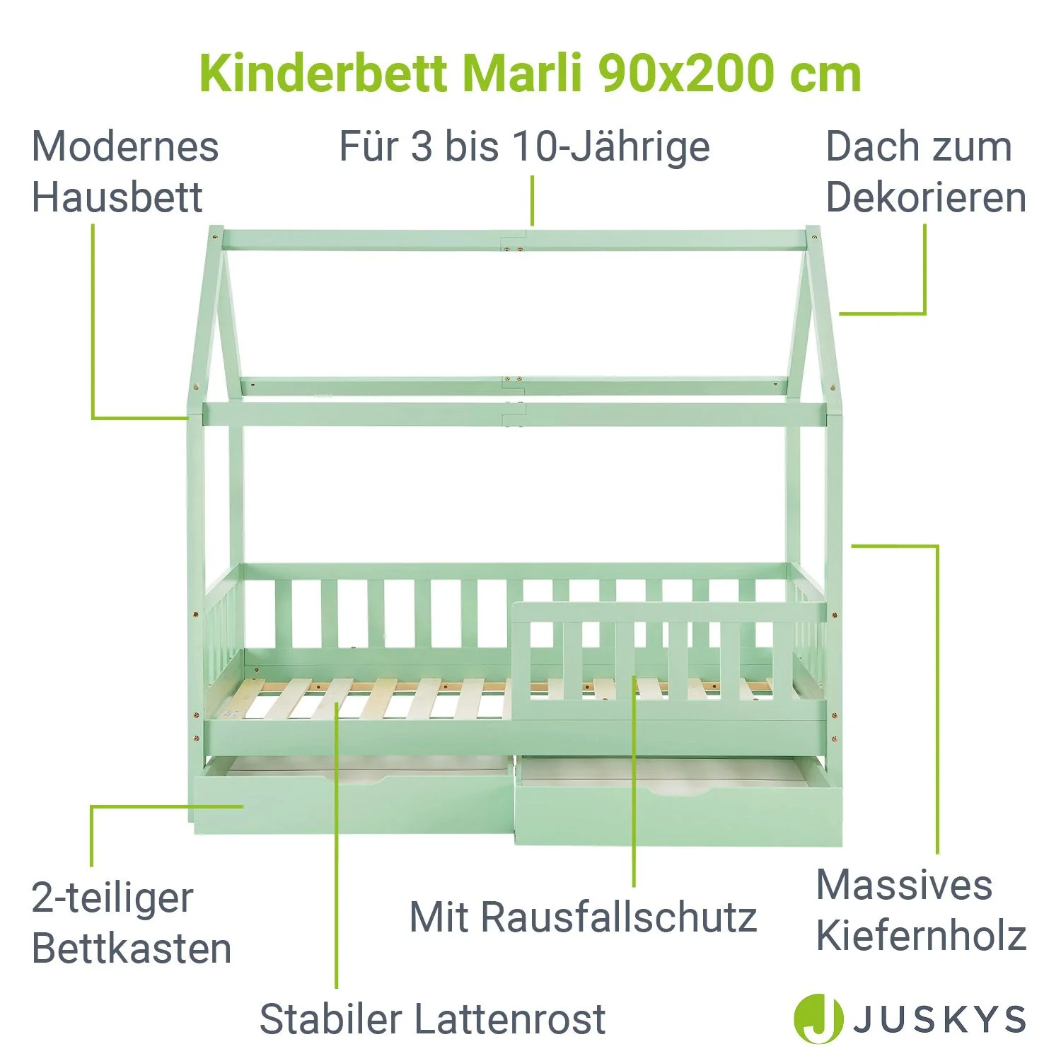 2025 Kinderbed Marli 90 x 200 cm met opberglade