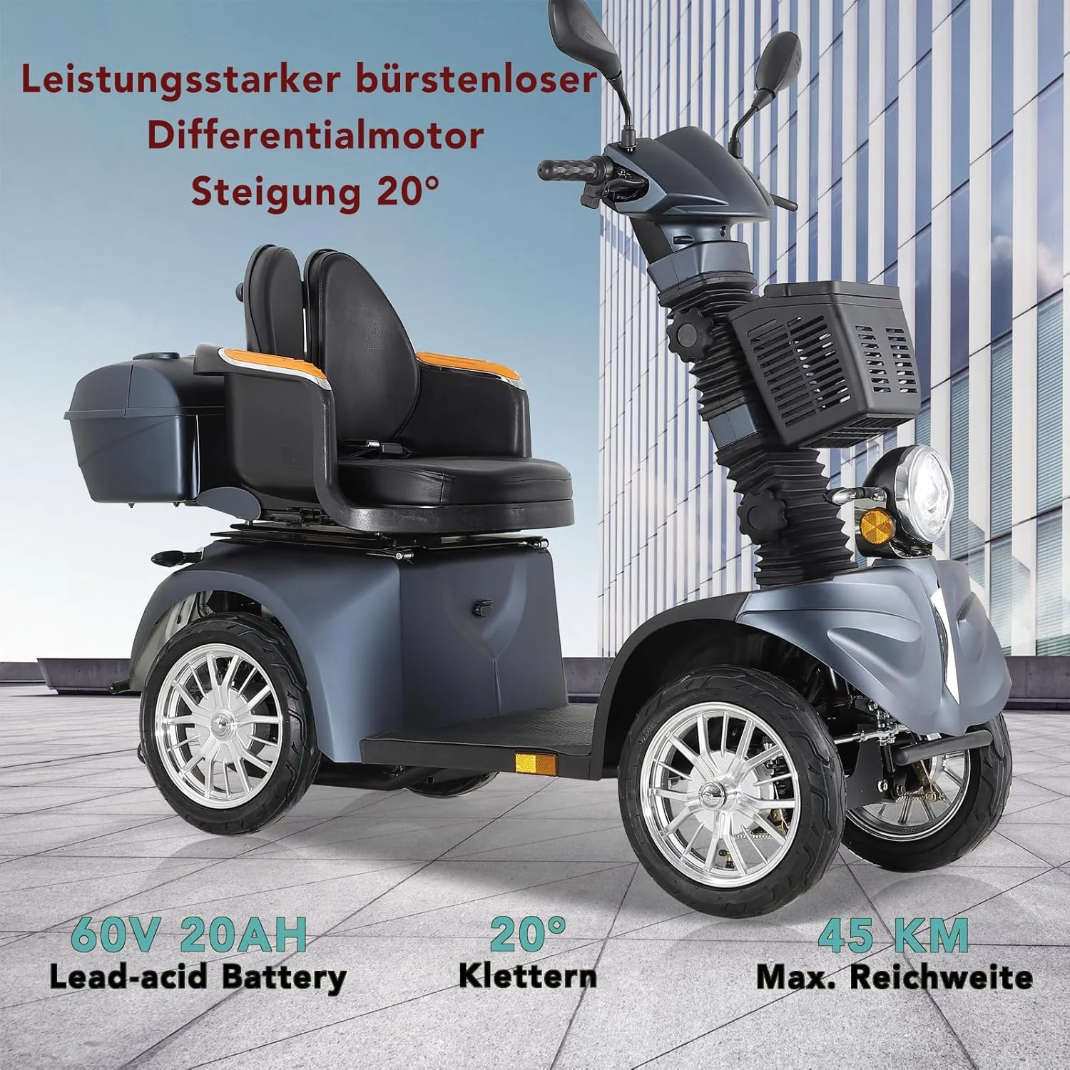 2025 ZVGREEN 4-wiel mobiliteitsscooter voor senioren �C Kapiteinsstoel, max. 15 km/u, ruime opbergruimte, draaibare stoel, elektromagnetische rem
