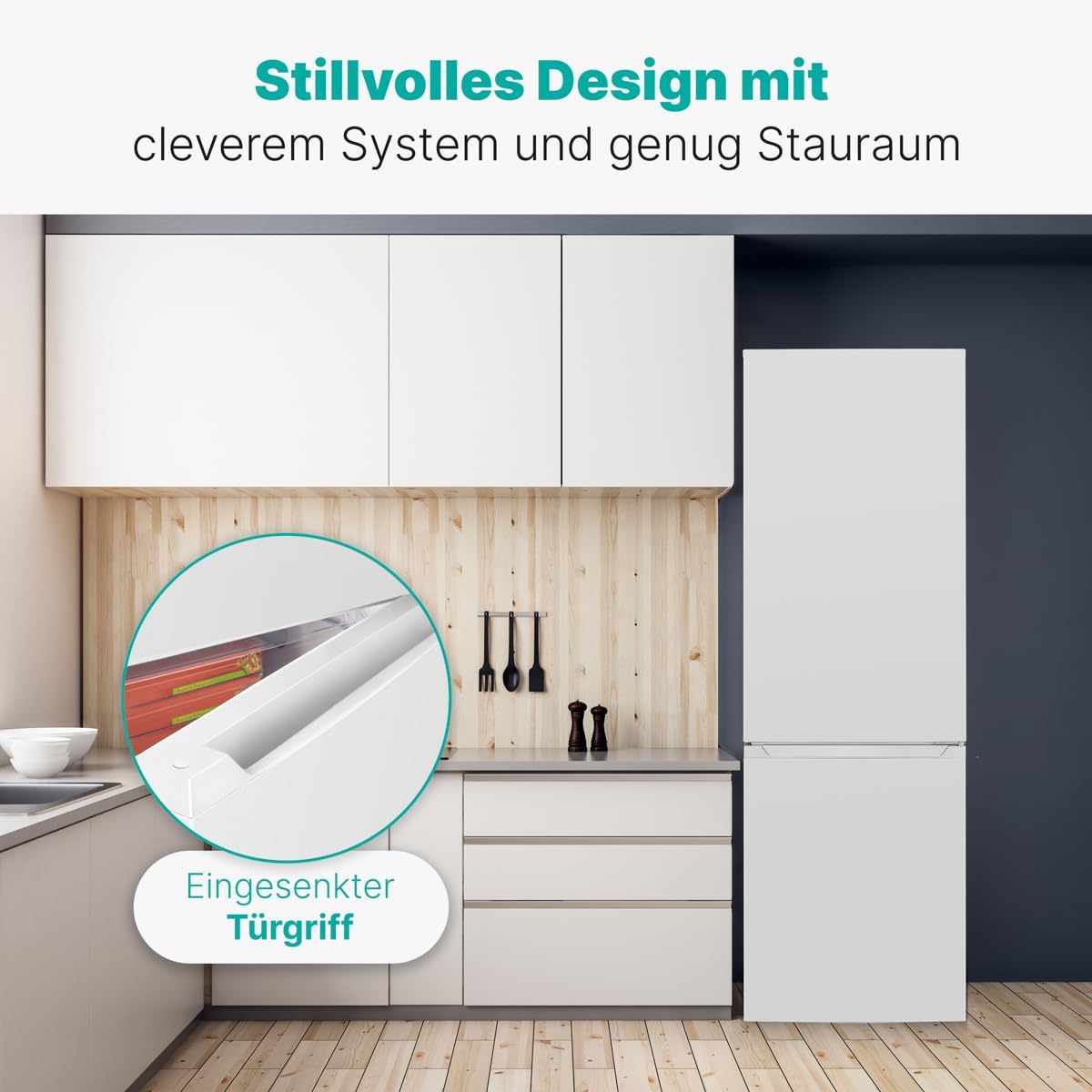 Bomann  Fridge-freezer, 269 l capacity - cooling: 198 L | freezing: 71 l, energy saving, quiet 39 dB, LED, interchangeable door stop, height: 180 x width: 55 x depth: 56 cm - KG 184.1 inox