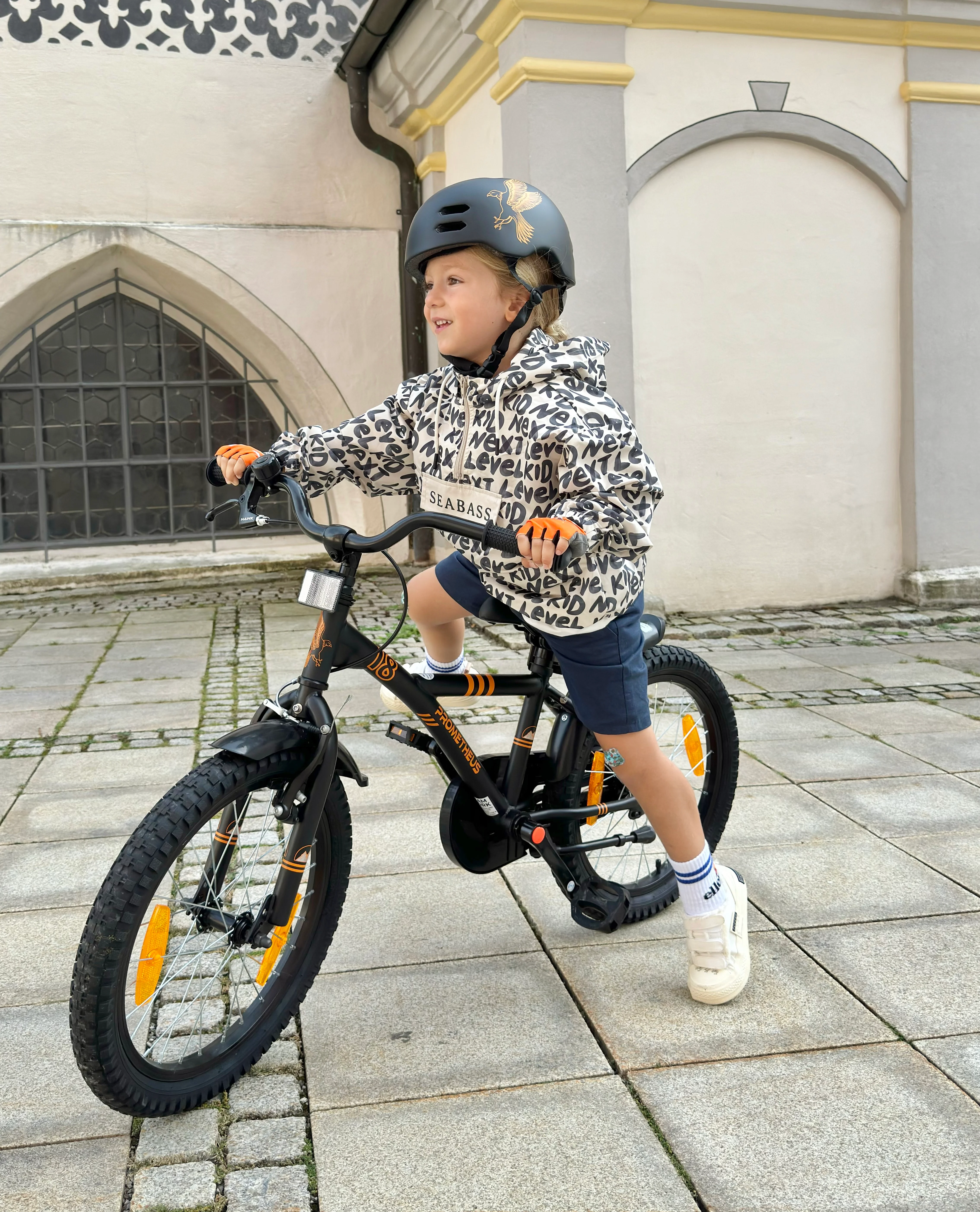 2025 Kinderfiets 18 inch vanaf 5 jaar in Mat Zwart & Oranje