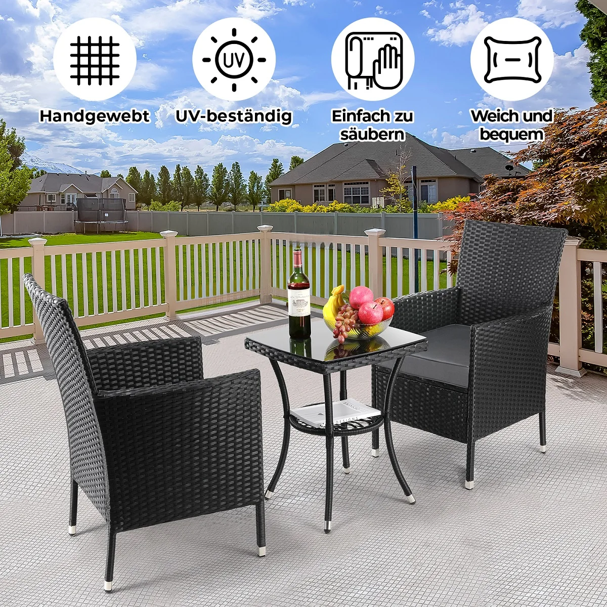 3-delig Rotan Tuinmeubelset �C Stijlvolle zitgroep voor balkon, terras & tuin