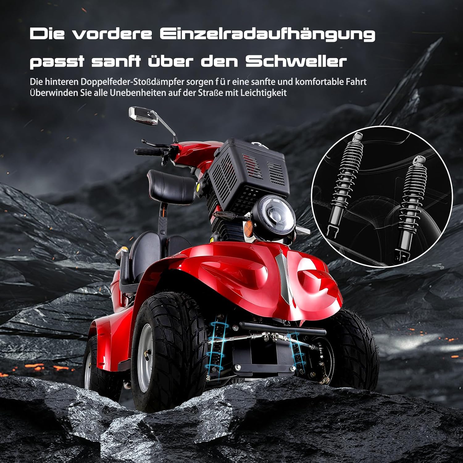 2025 ZVGREEN 4-wiel mobiliteitsscooter voor senioren �C Kapiteinsstoel, max. 15 km/u, ruime opbergruimte, draaibare stoel, elektromagnetische rem