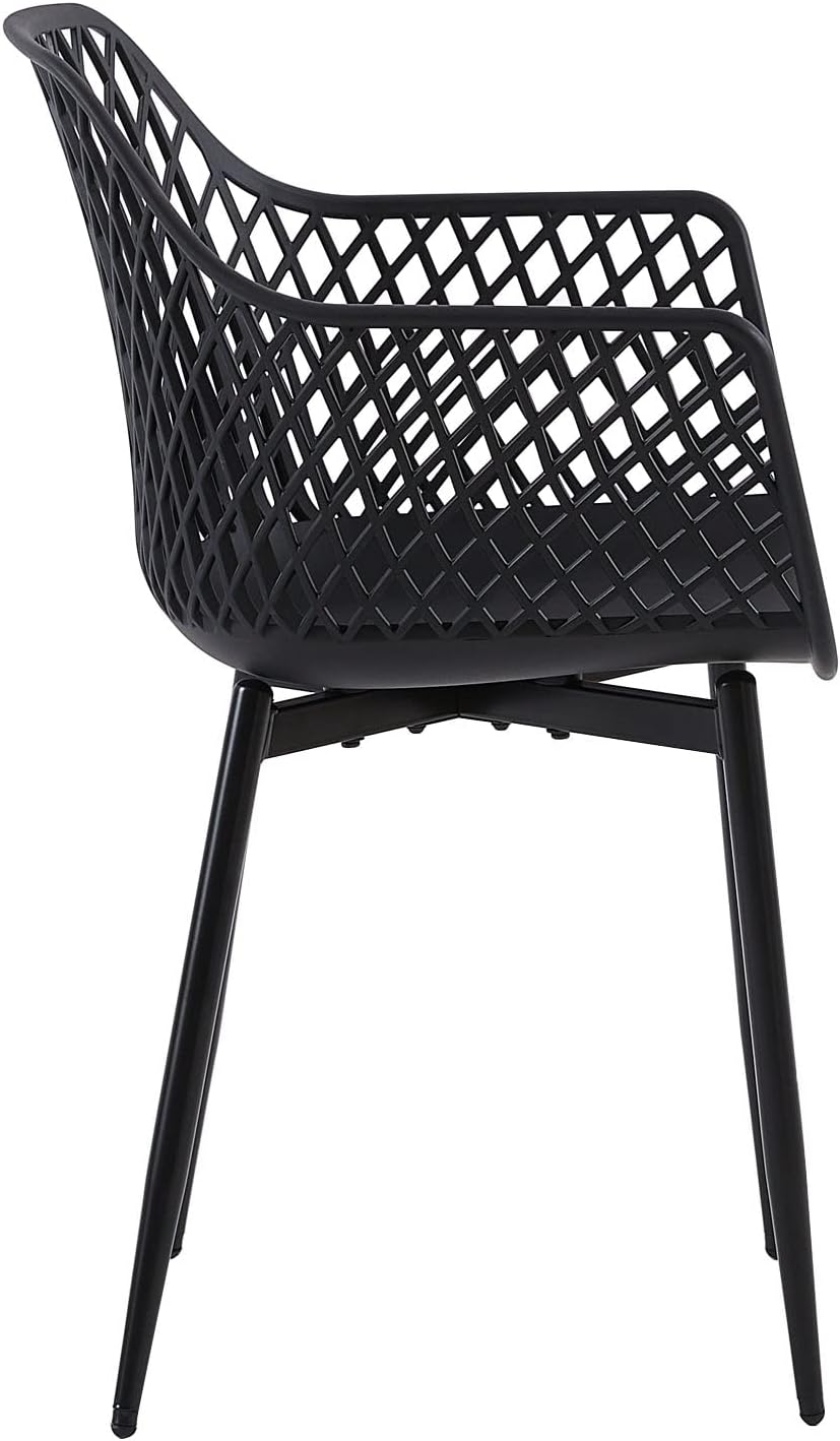 buybyroom Garden Chairs Set of 4 Outdoor Chair with Armrest Armrest Lounge Chair Armchairs Garden Chairs 120 kg Load Capacity Black