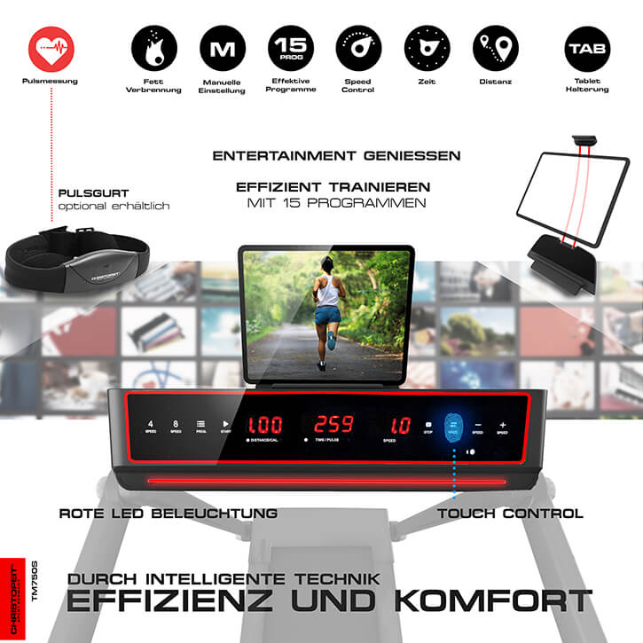 2025 RPT 6200/TM 750S Profi-loopband �C 16 km/u, 16 programma��s & zelfsmerende loopband