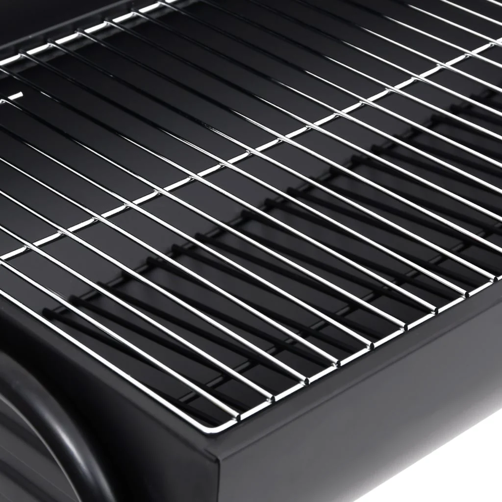 Grill met 2 grillroosters zwart draagbare BBQ-grill 80x95x90 cm staal