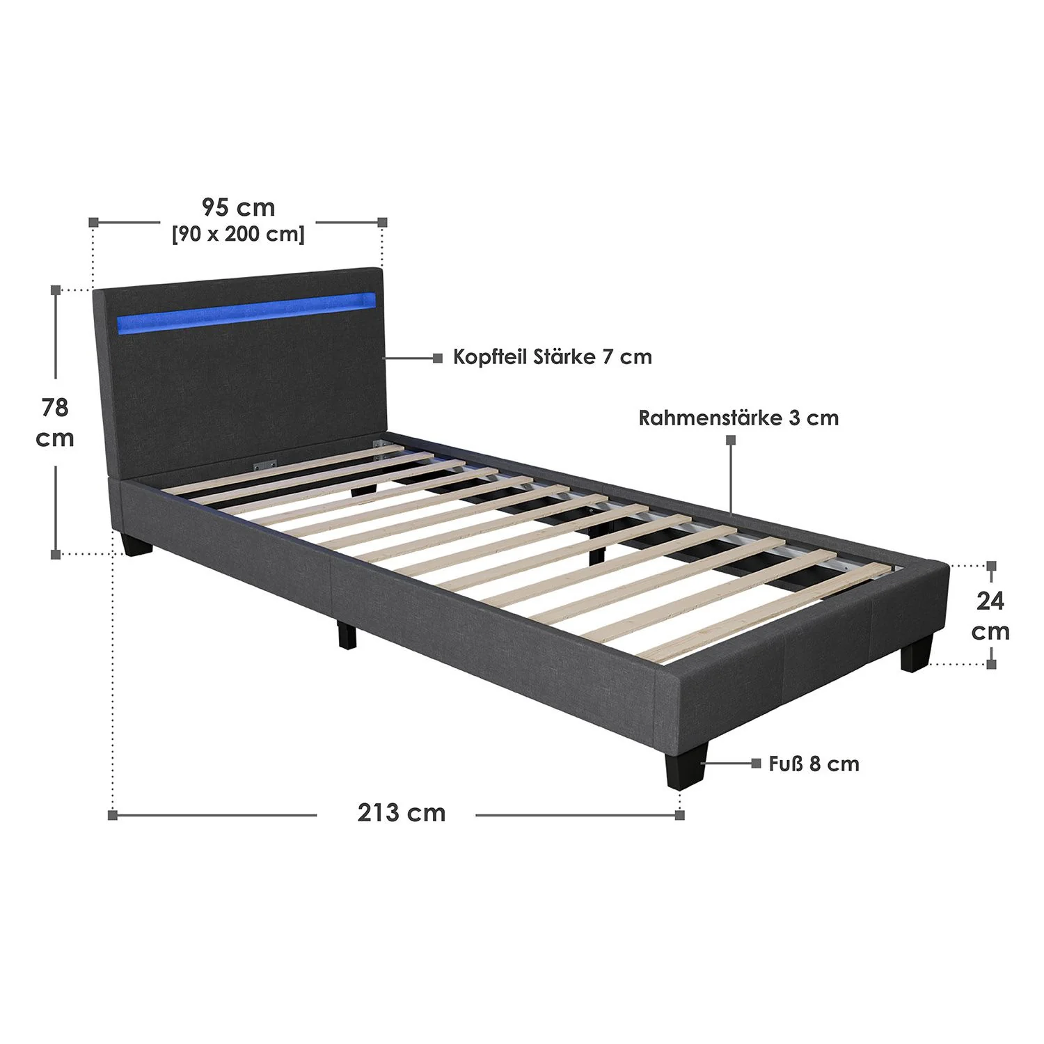 2025 Rustgevend slapen in het gestoffeerde bed Verona 120x200 cm in wit