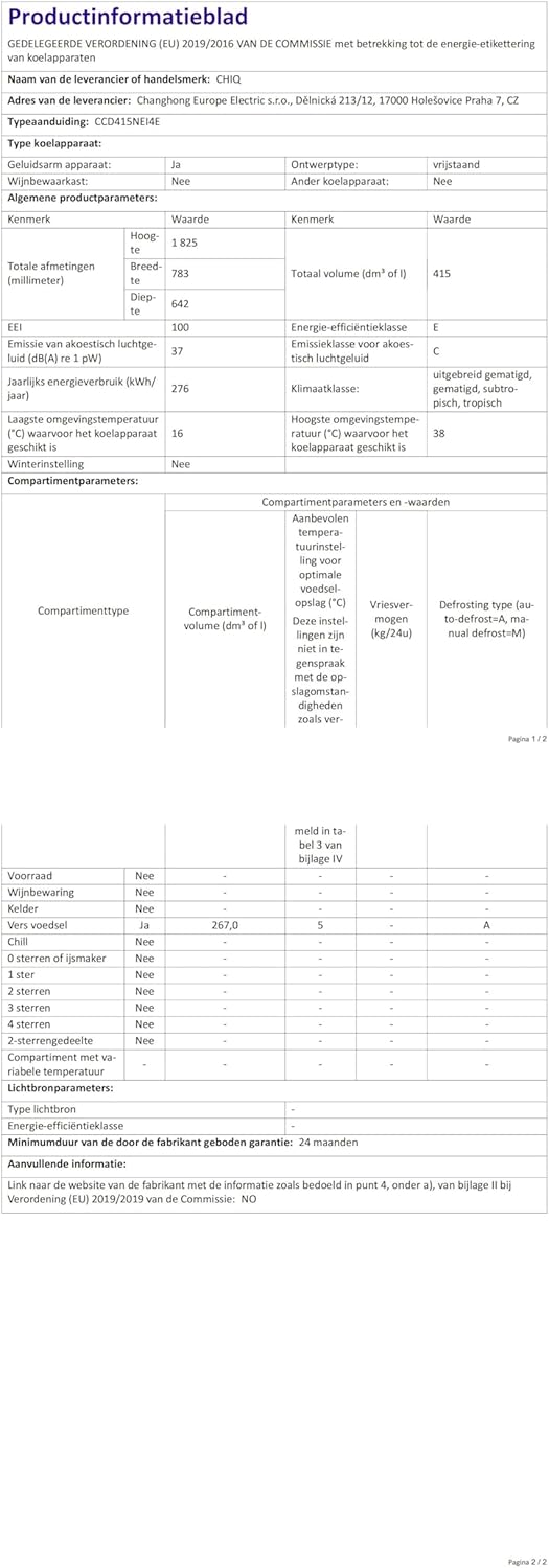 CHiQ FBM351NEI42, Fridge-Freezer, 356 Liters(260 + 96 L), No Frost, Silent 35dB, Inverter Compressor, Digital LED Display, 12 Year Warranty on Compressor, Stainless Steel