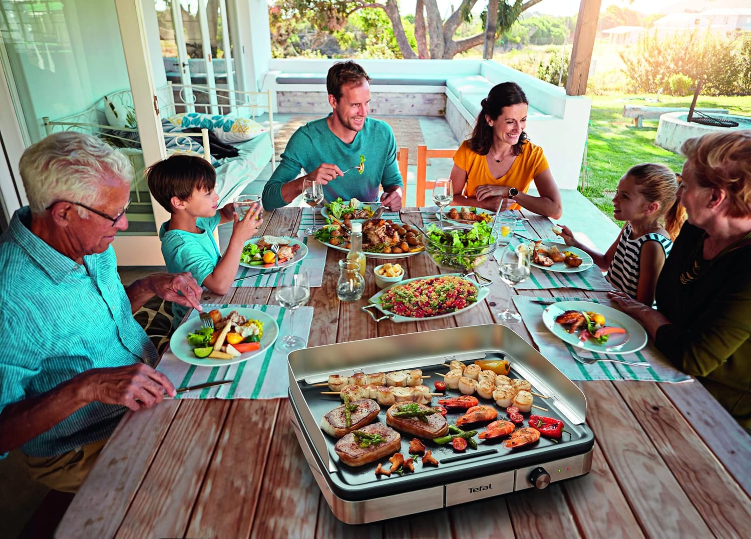 Tefal Maxi Plancha griddle CB690D - Large griddle suitable for 10-12 people - For indoor and outdoor grilling, Grey