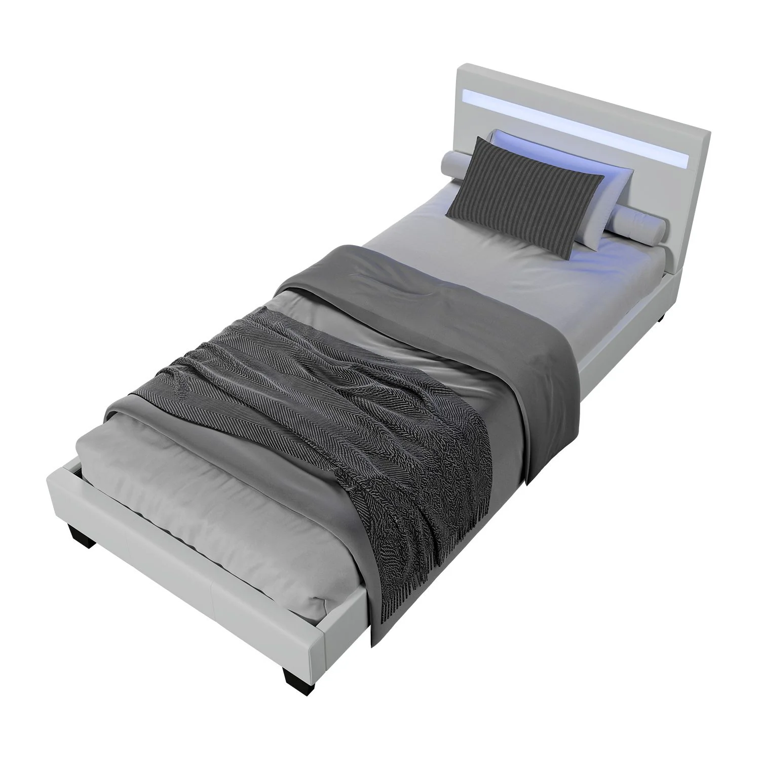 2025 Rustgevend slapen in het gestoffeerde bed Verona 120x200 cm in wit