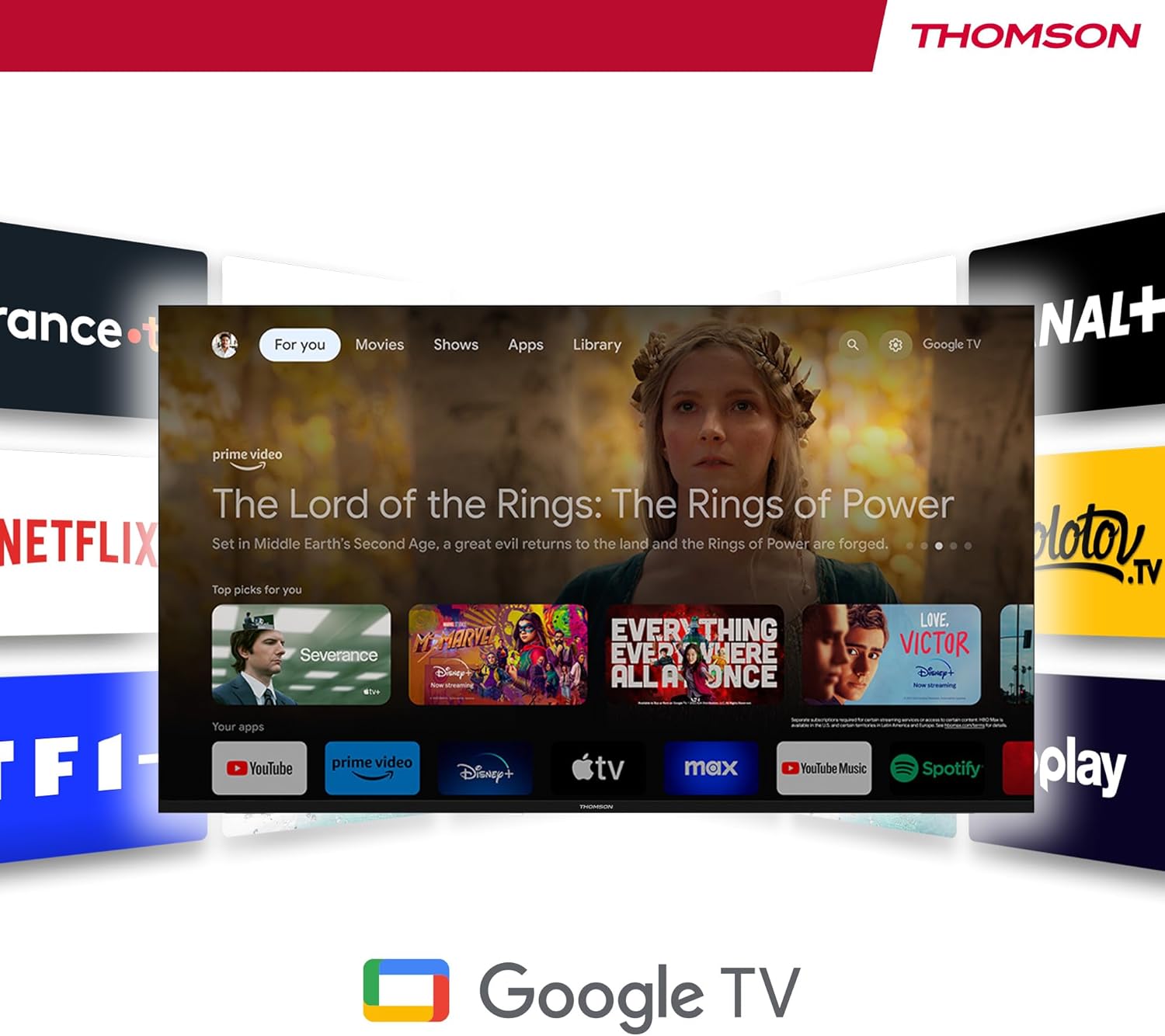 THOMSON 32 Inch (81cm) Full HD Google Smart TV, Wi-Fi, Dolby Audio, HDR10, Bluetooth 5.1, Triple Tuner (Cable/Satellite/Antenna), HDMI, CI+, A+ Panel - 32FG2S14