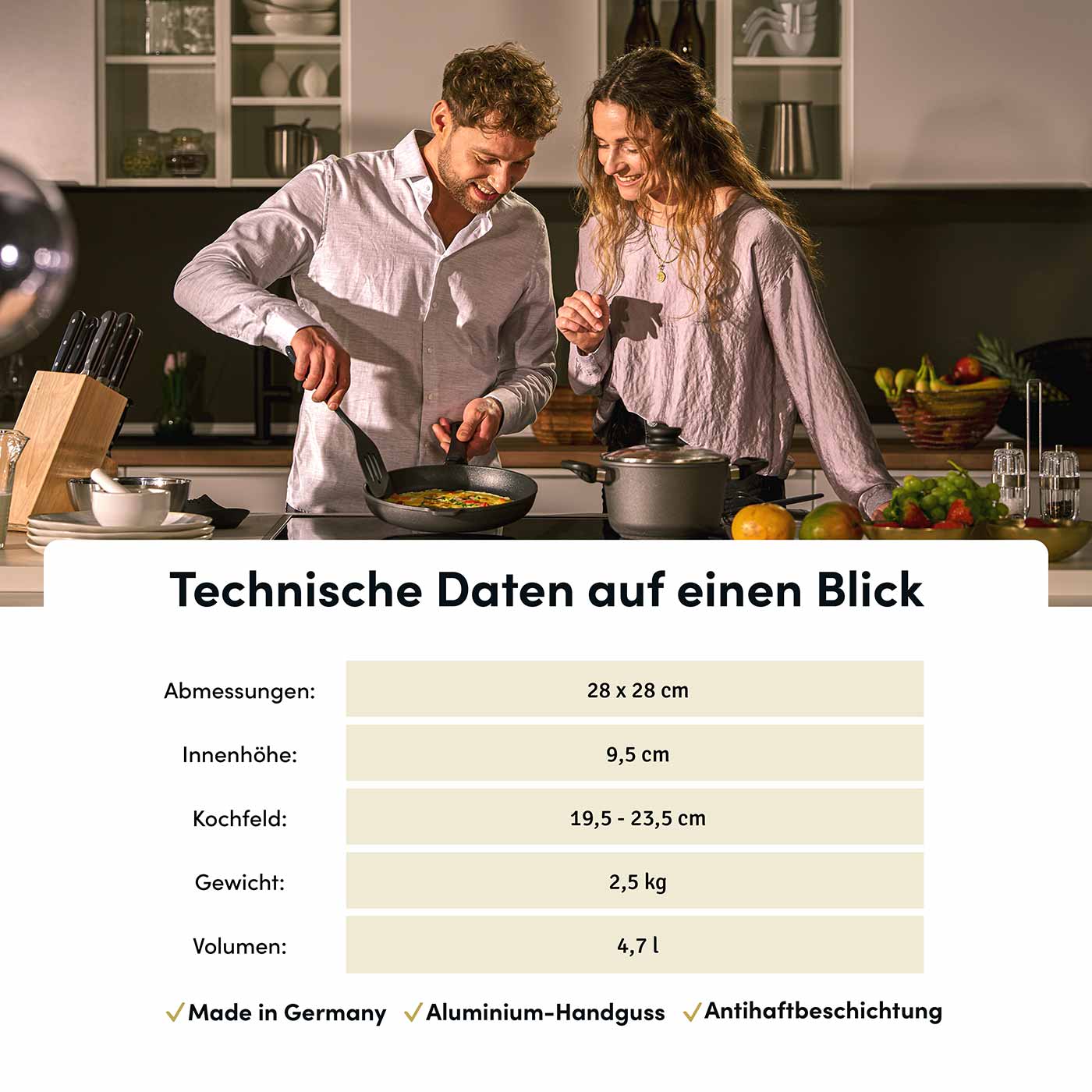 2025 Vierkante Braadpannen 28x28 cm I Optionele deksel