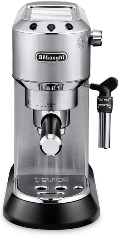 De'Longhi Dedica Style, Traditional Pump Printing Espresso Machine, Coffee and Cappuccino Maker, EC685M, Silver