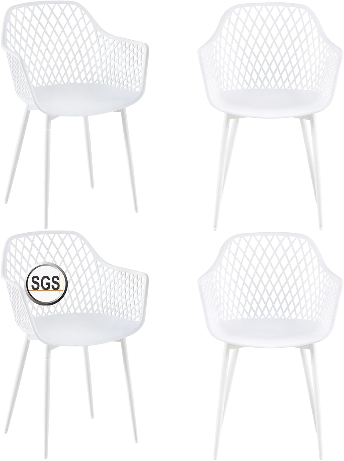 buybyroom Garden Chairs Set of 4 Outdoor Chair with Armrest Armrest Lounge Chair Armchairs Garden Chairs 120 kg Load Capacity Black