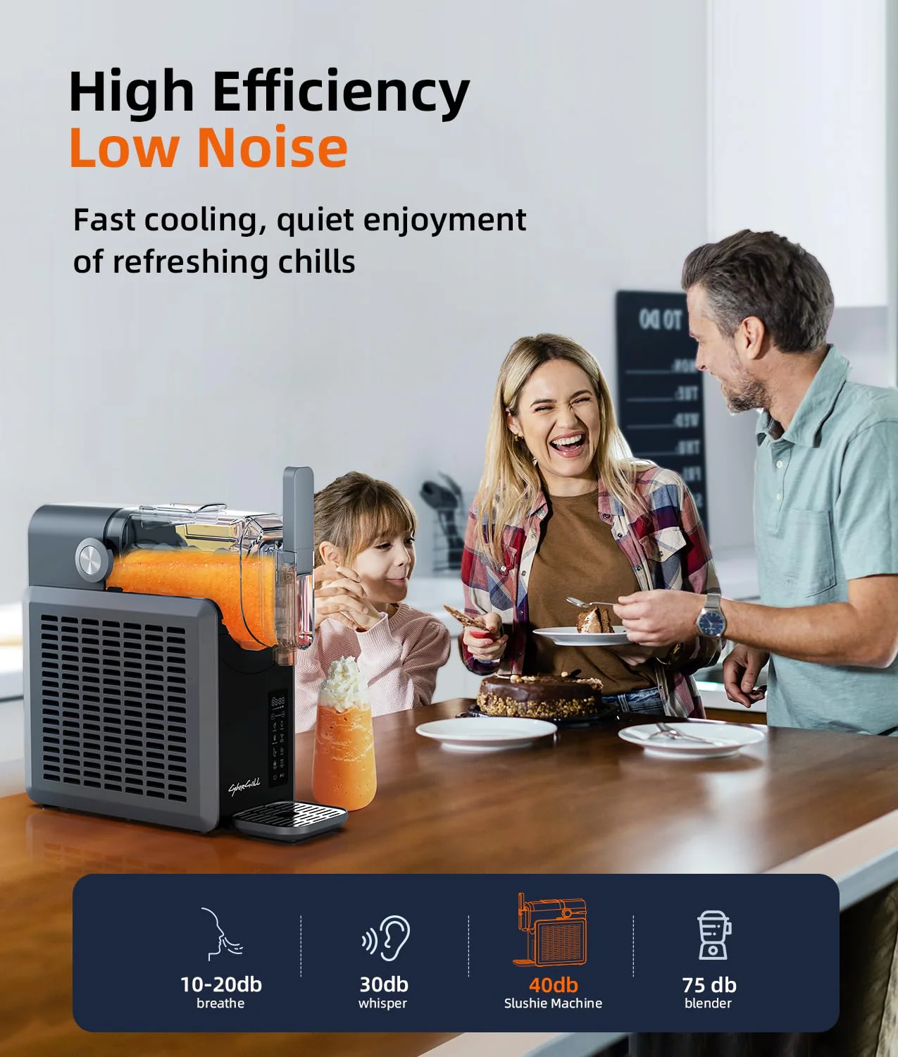 Slushie Machine - Professionele maker van bevroren dranken, geen ijs nodig - Slushiemachine van 70 oz voor thuis met LED-display - Reservering met één druk op de knop en 6 vooraf ingestelde programma's voor bevroren margarita's, frappés en ijs