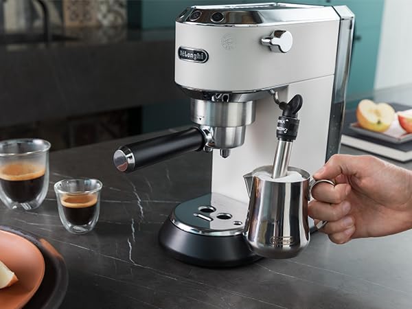 De'Longhi Dedica Style, Traditional Pump Printing Espresso Machine, Coffee and Cappuccino Maker, EC685M, Silver