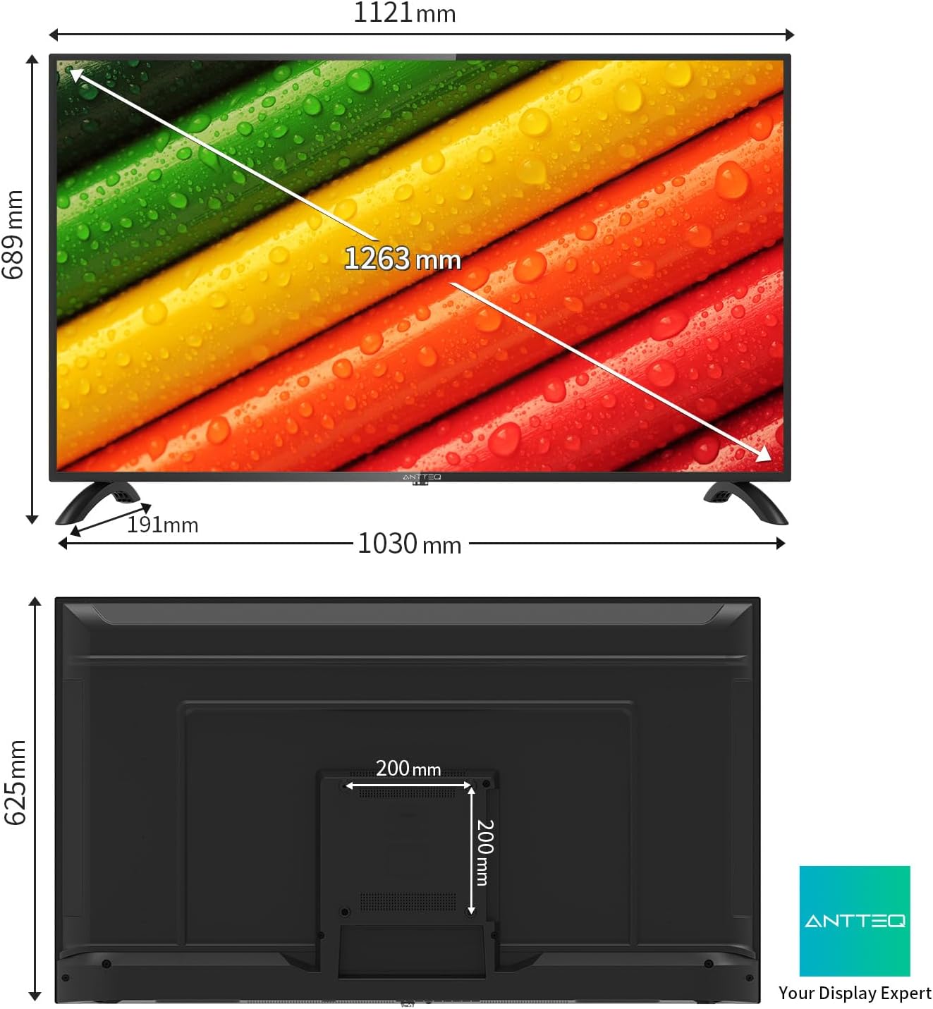 ANTTEQ AB42D1 TV 42 Inch (TV 106 cm), Dolby Audio, LED, HDMI, Media Player via USB, Digital Audio Output, Triple Tuner DVB-C/T2/S2, CI+, Hotel Mode Included