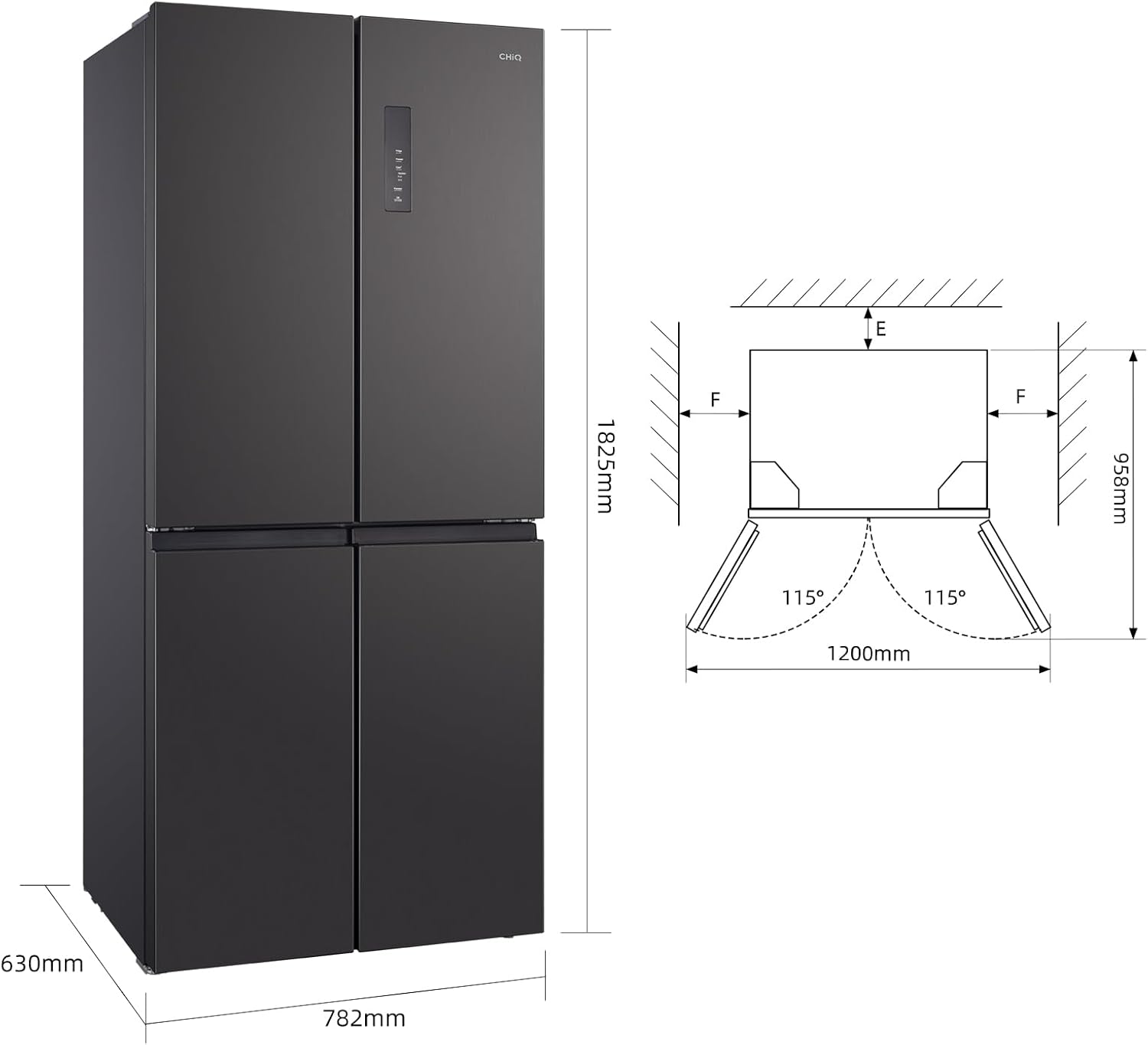 CHiQ FBM351NEI42, Fridge-Freezer, 356 Liters(260 + 96 L), No Frost, Silent 35dB, Inverter Compressor, Digital LED Display, 12 Year Warranty on Compressor, Stainless Steel