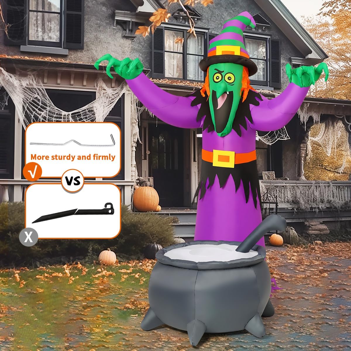 COMIN 6FT Halloween Inflatables Geanimeerde Heks Wuivende Handen Opblazen Outdoor Tuin Decoraties Tuin Gazon Decor