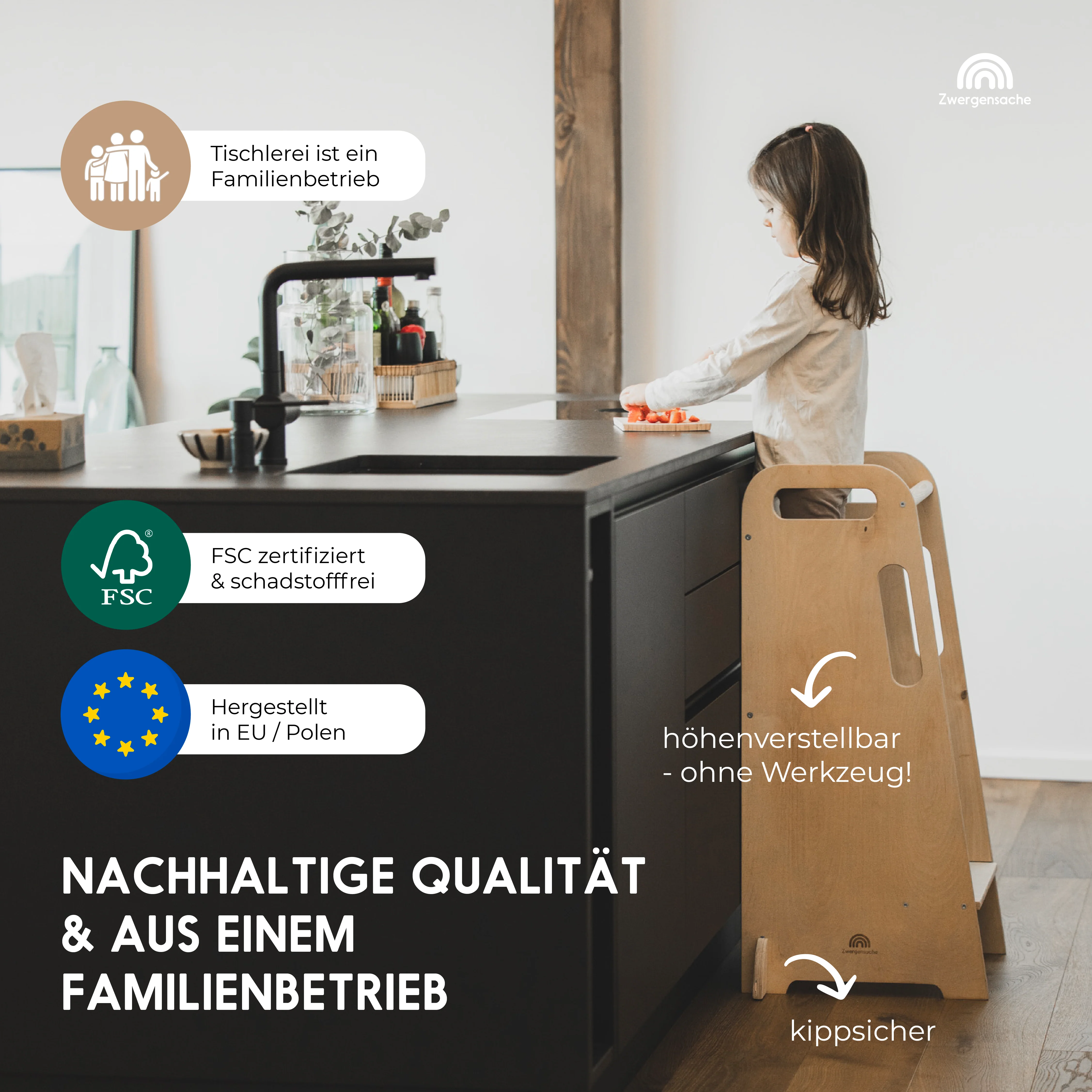 2025 Zwergensache leertoren �C Praktische keukenhulp voor kinderen