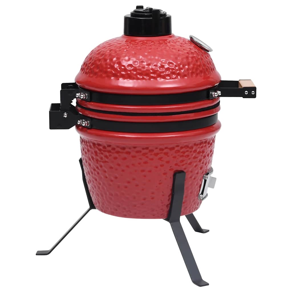 2025 Kamado Barbecue Grill en Smoker Keramiek 56 cm Temperatuurmeter Rood BBQ