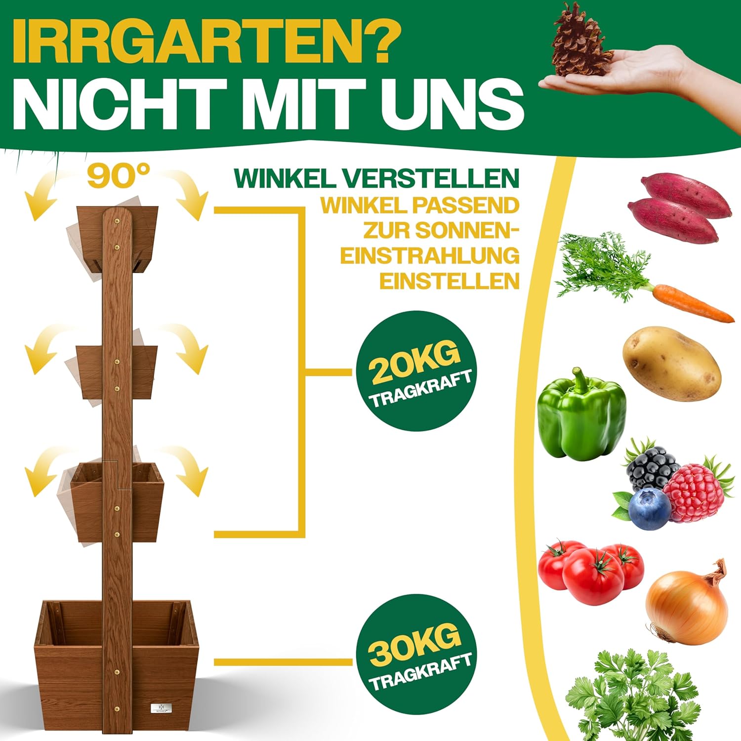 KESSER  Plant Staircase Herbs Flowers in Stair Shape Herb Garden Flower Boxes Including Root Cloth Bed for Plants for Patio, Balcony and Garden (5 Shelves, Brown)