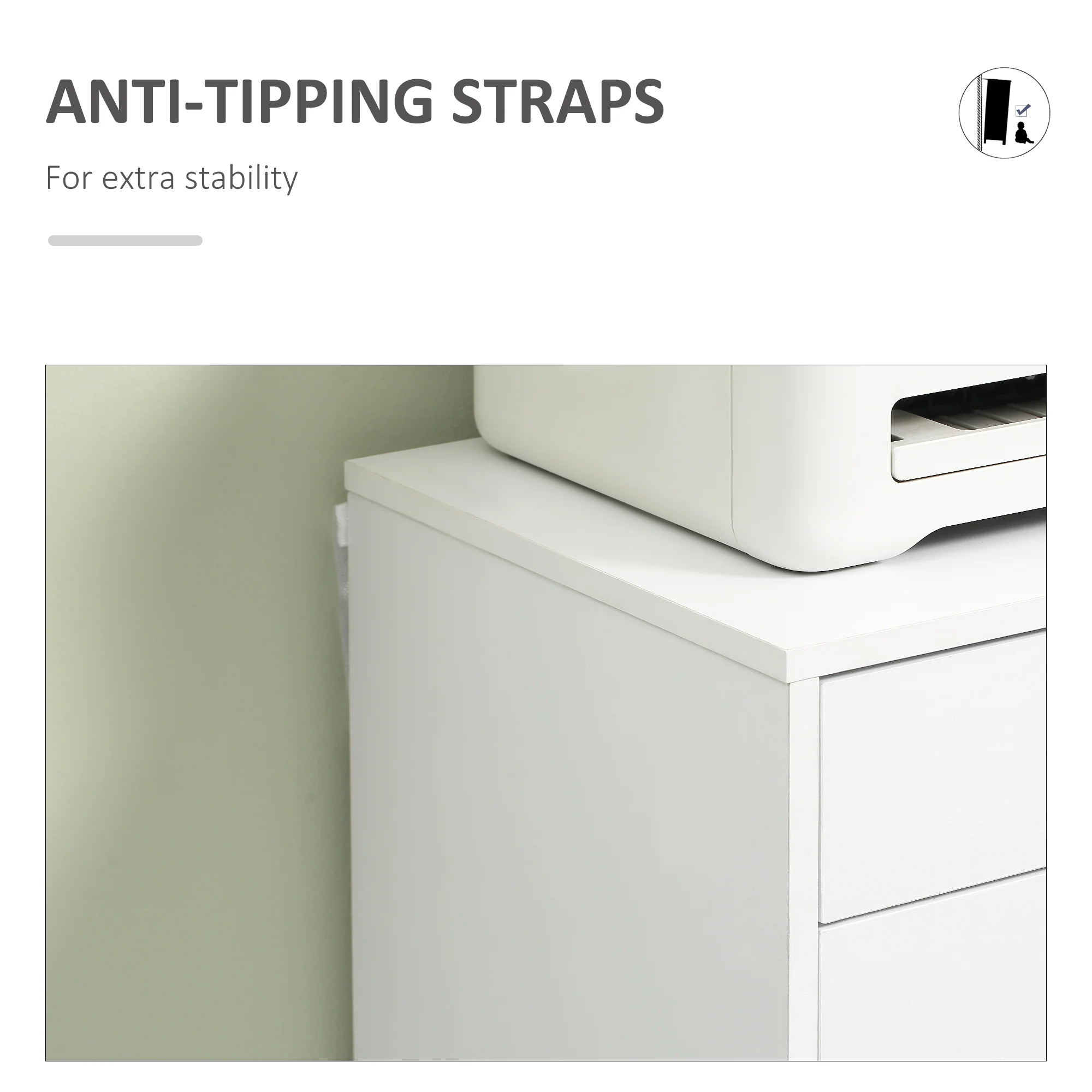 Verticale Archiefkast met 7 Lades, Mobiele Kantoorkast op Wieltjes voor Studie of Kantoor, Wit