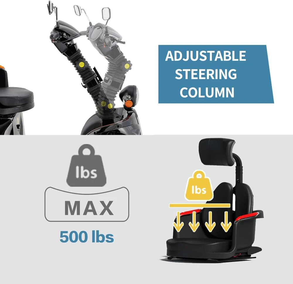 2025 ZVGREEN 4-wiel mobiliteitsscooter voor senioren �C Kapiteinsstoel, max. 15 km/u, ruime opbergruimte, draaibare stoel, elektromagnetische rem