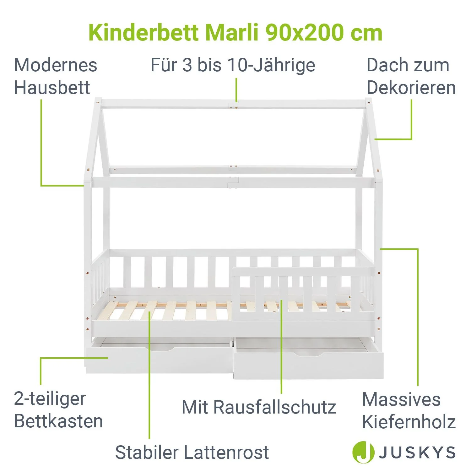 2025 Kinderbed Marli 90 x 200 cm met opberglade