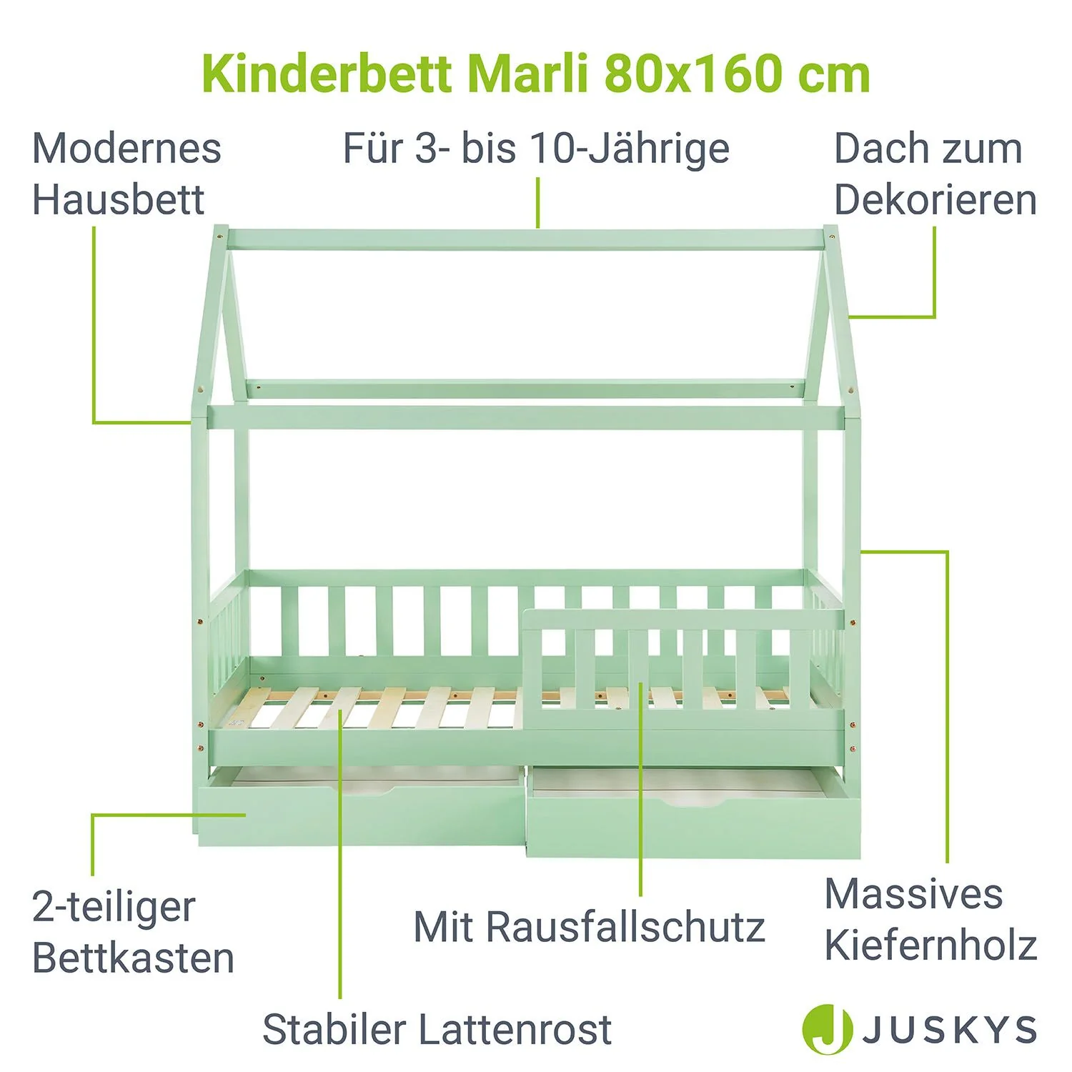 2025 Kinderbed Marli 80 x 160 cm met opberglade