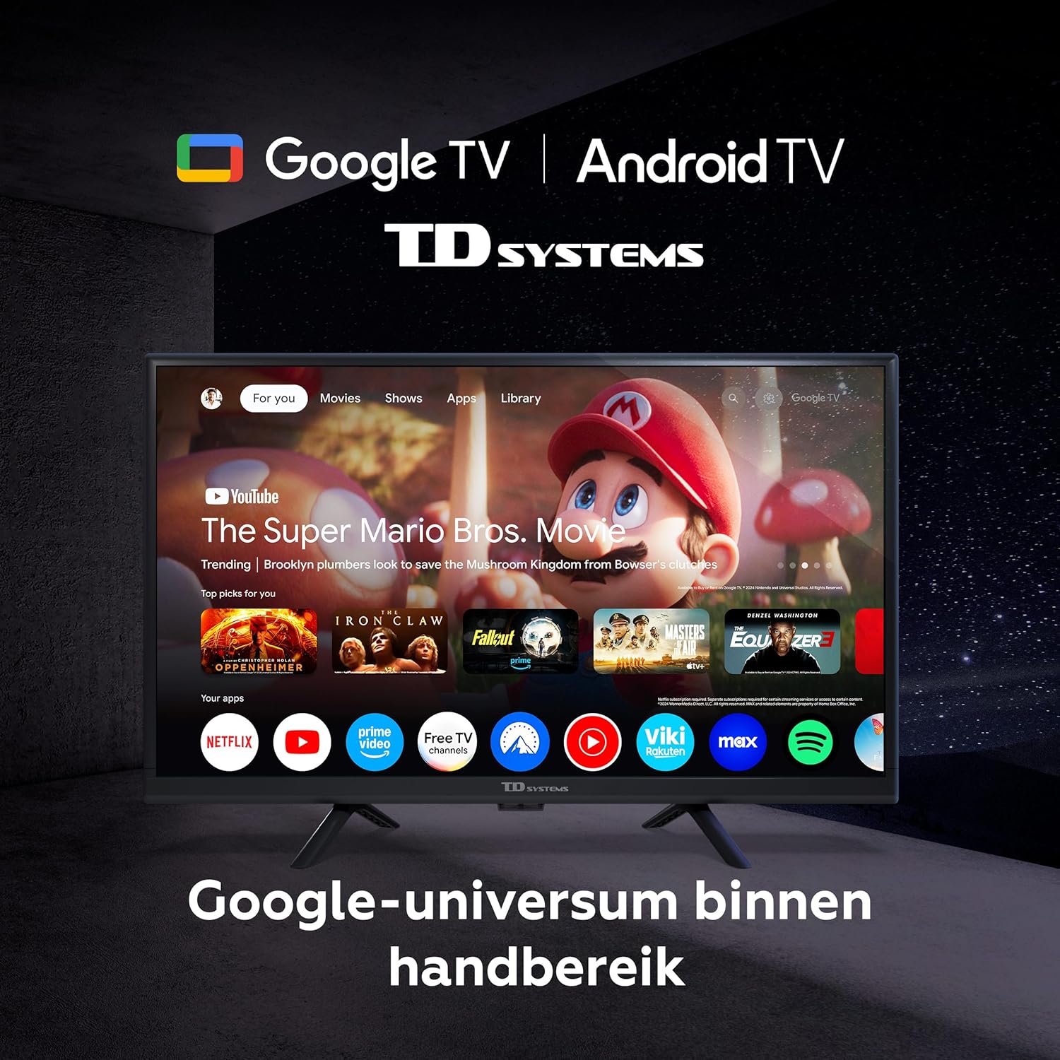 TD Systems - 40 Inch Smart TV, Hey Google, Full HD DVB-T2/C/S2 television, Android 11 Chromecast, Model 2025 - PRIME40C19GLE