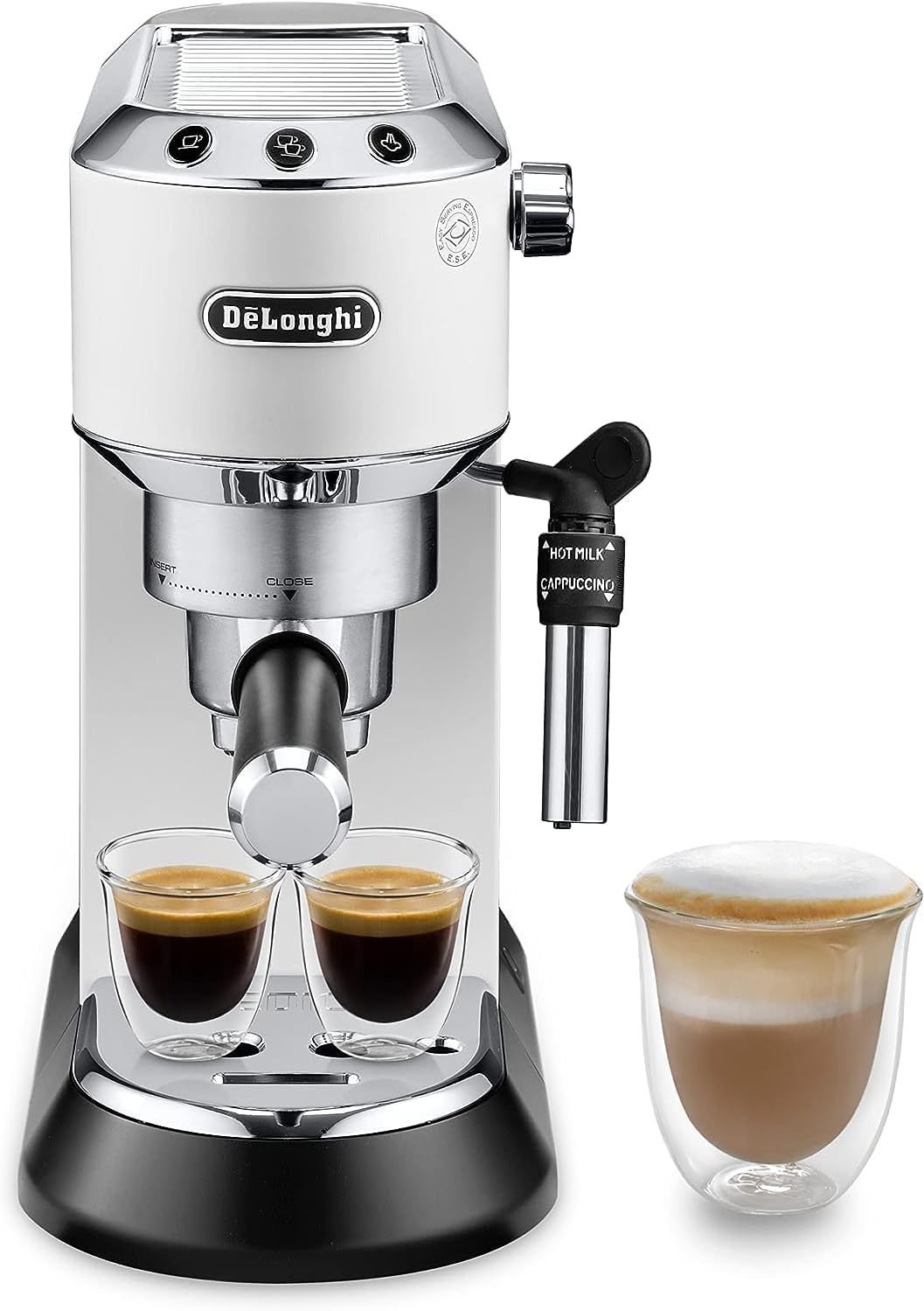 De'Longhi Dedica Style, Traditional Pump Printing Espresso Machine, Coffee and Cappuccino Maker, EC685M, Silver