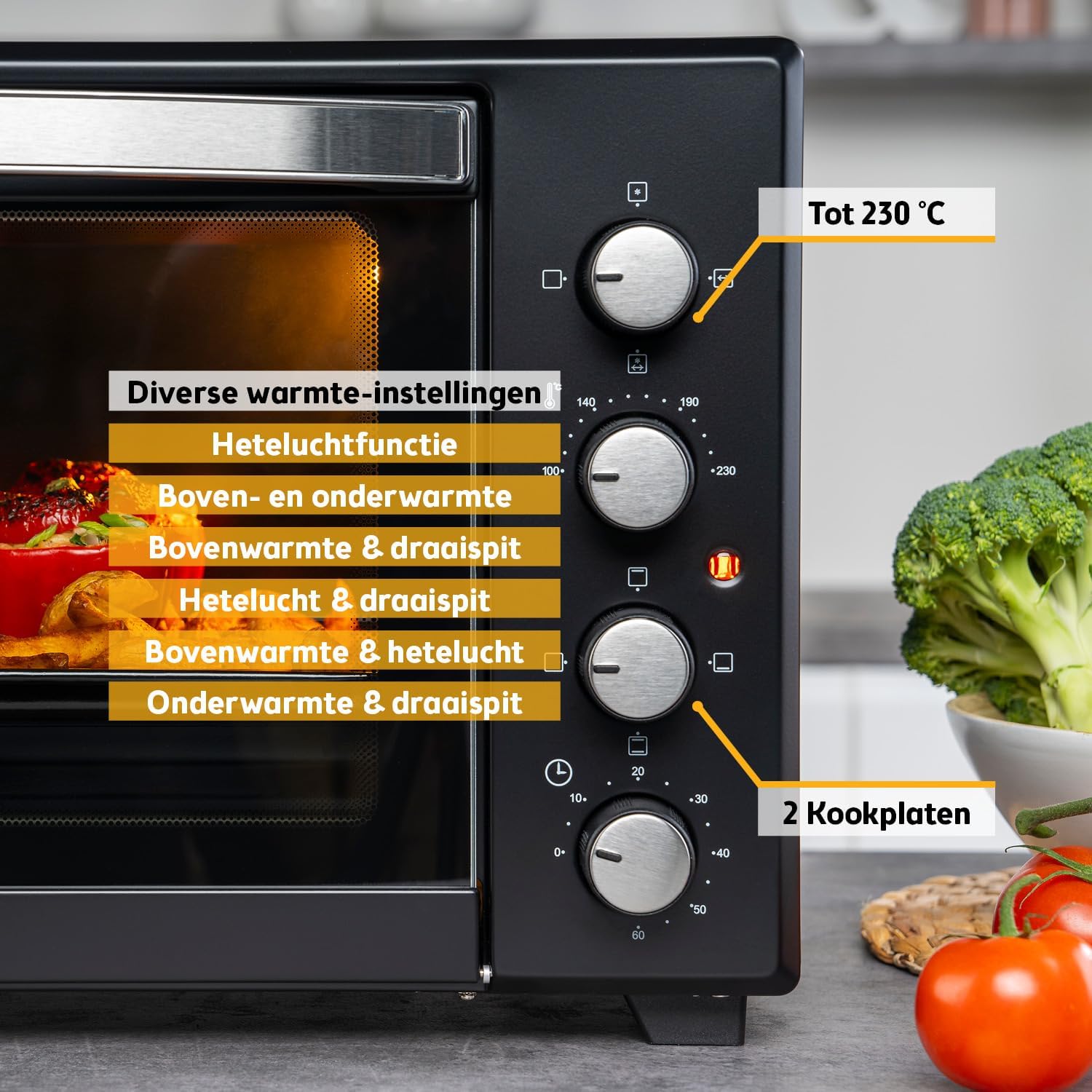 TZS First Austria Mini oven I Convection I 45L I Premium-X Coating (non-stick coating) I Defrost & keep warm I Recipe booklet I Oven Pizza oven Grill