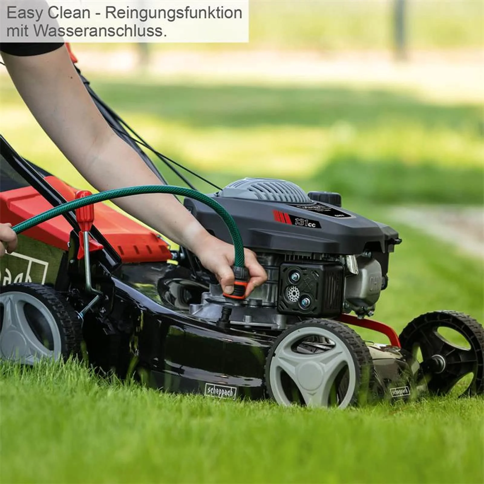 2025 Scheppach Grasmaaier RM420 | 3in1 - 3,4 PK | Snijbreedte 420 mm | 45L Grasopvangbak | Maaihoogte Verstelling 25-75 mm | Inclusief Motorolie & Reserve Mes