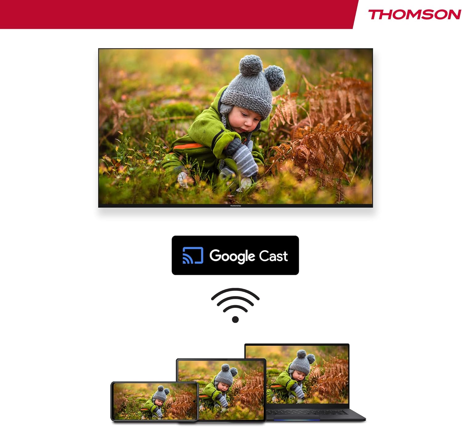 THOMSON 32 Inch (81cm) Full HD Google Smart TV, Wi-Fi, Dolby Audio, HDR10, Bluetooth 5.1, Triple Tuner (Cable/Satellite/Antenna), HDMI, CI+, A+ Panel - 32FG2S14