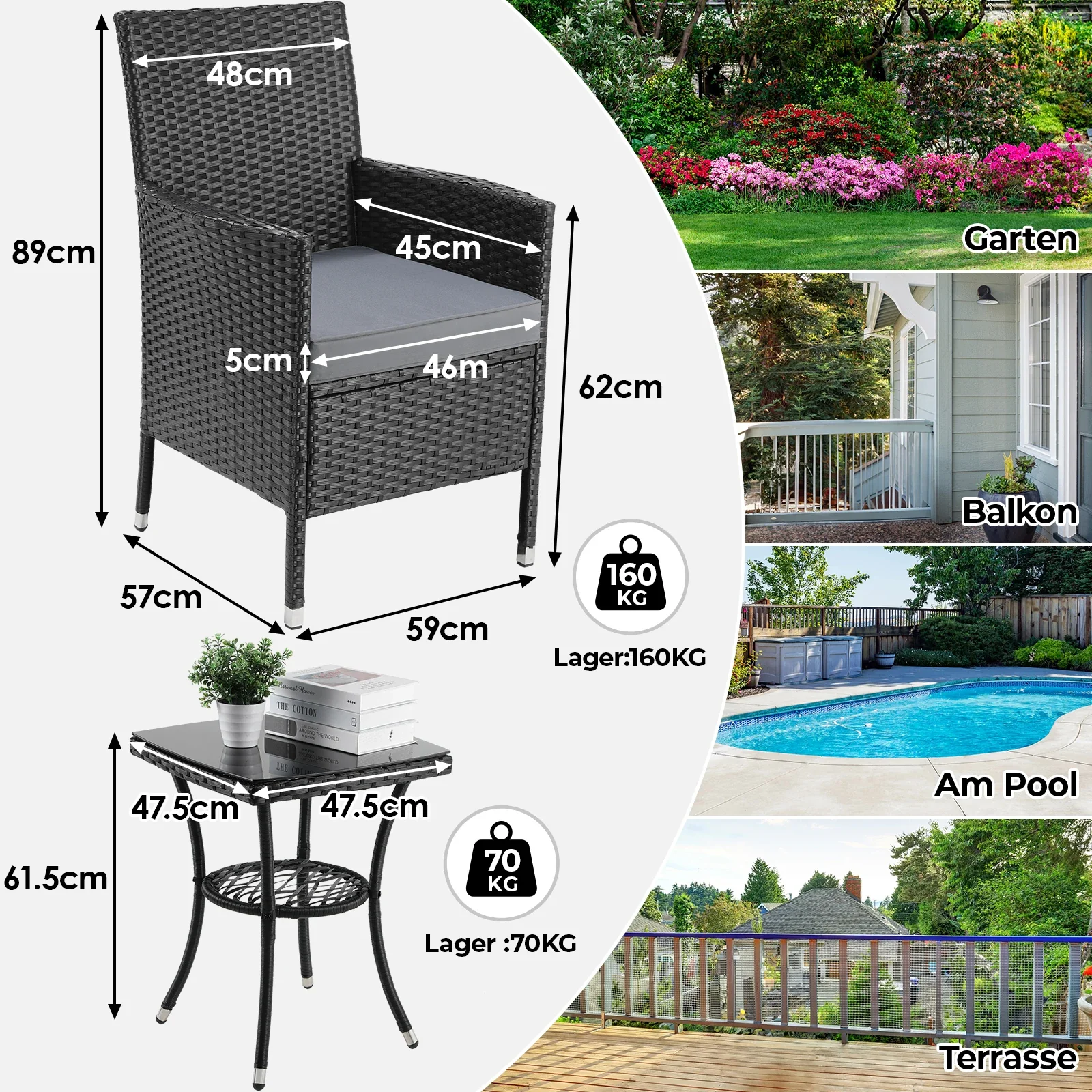 3-delig Rotan Tuinmeubelset �C Stijlvolle zitgroep voor balkon, terras & tuin