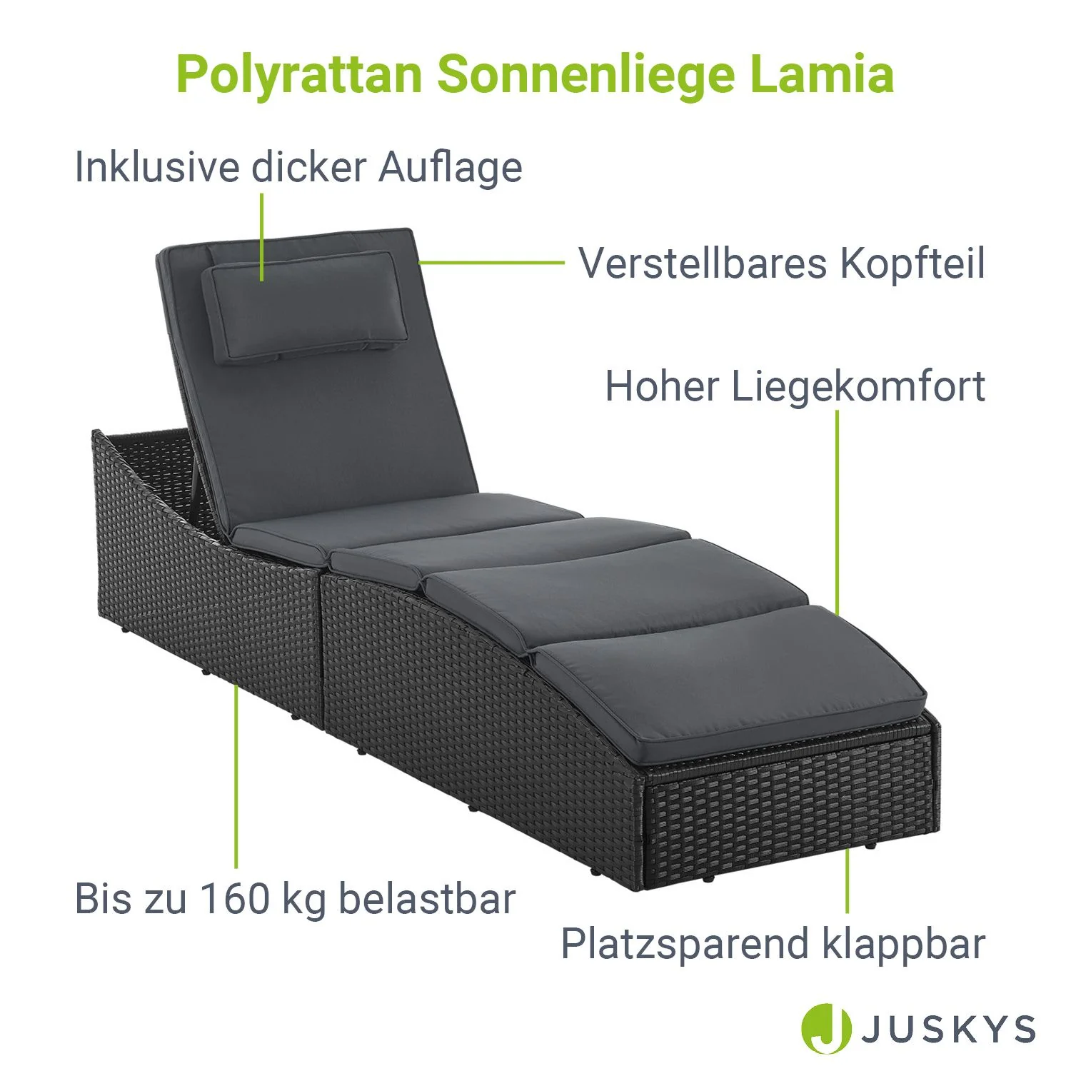 2025 Opvouwbare polyrattan ligstoel Lamia