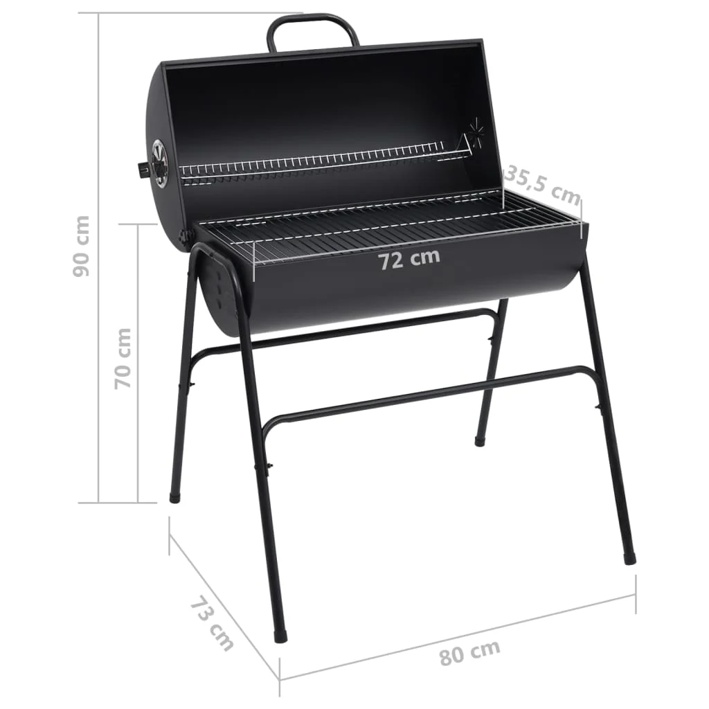 Grill met 2 grillroosters zwart draagbare BBQ-grill 80x95x90 cm staal