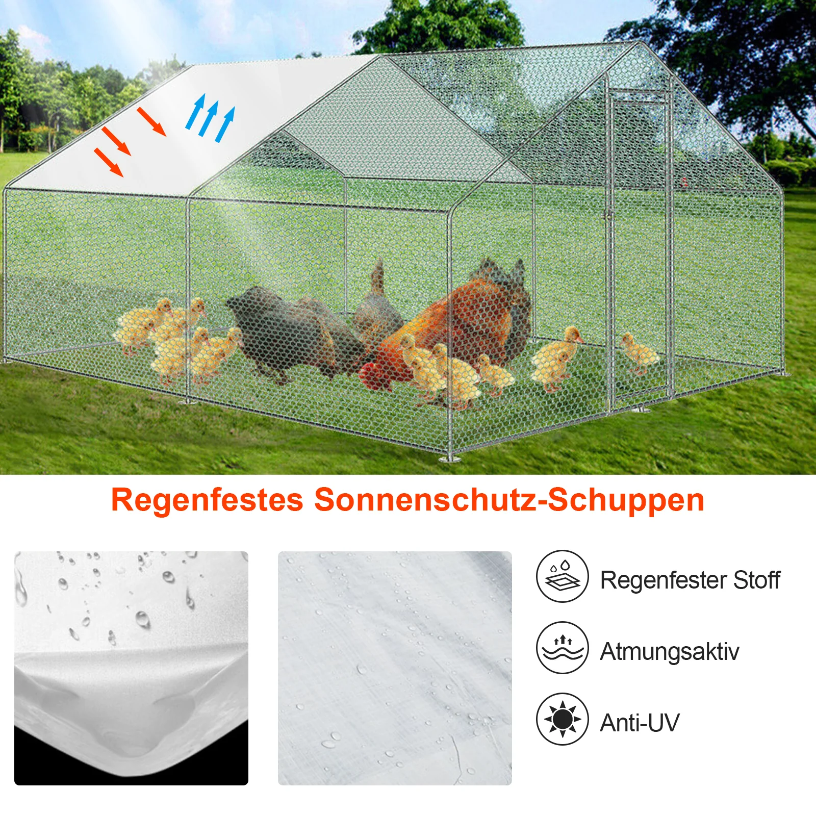 2025 Sonnewelt Kippenhok Metaal Vrijloopren met Dakzeil 332m