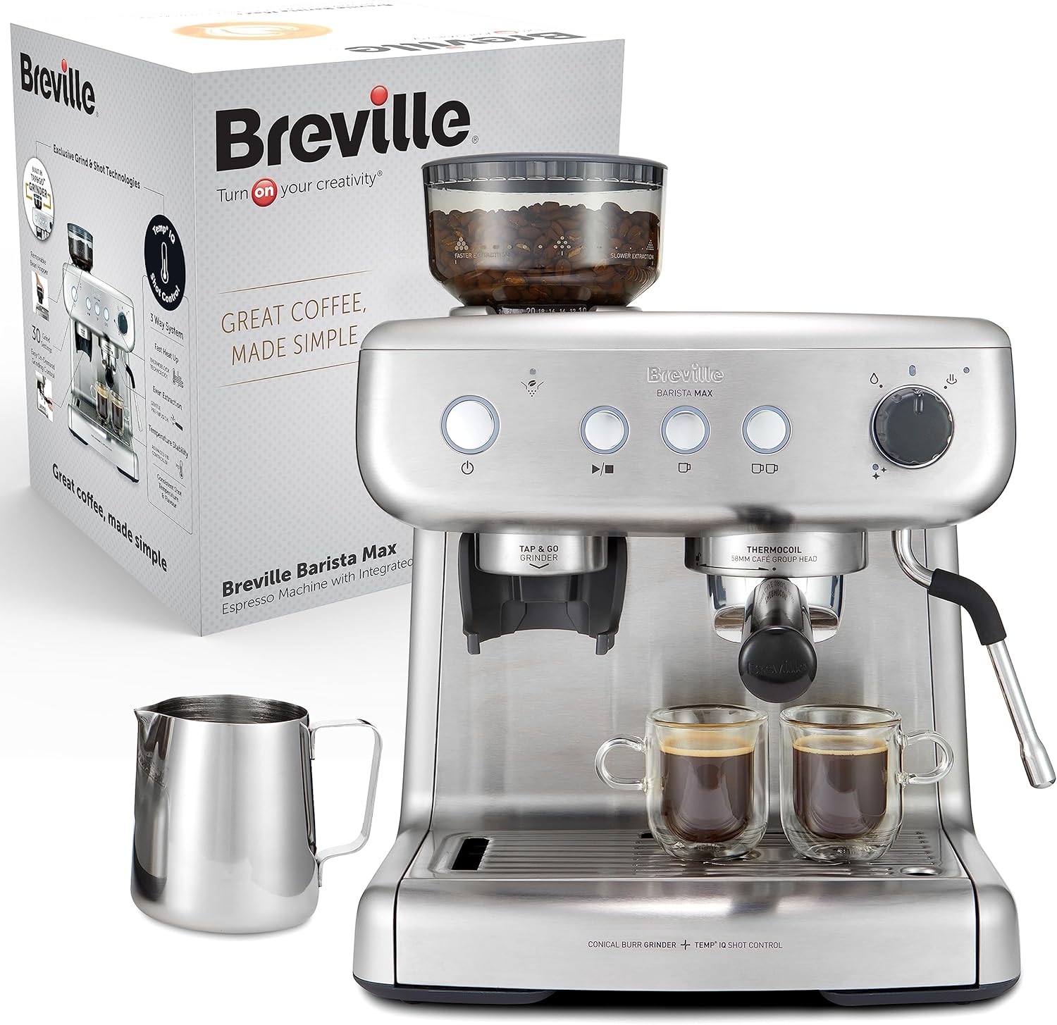 Breville VCF126X Barista Max Coffee Machine, Stainless Steel