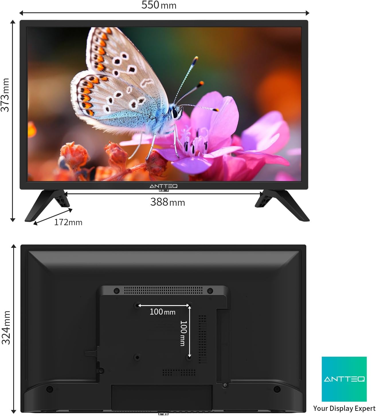 ANTTEQ AB42D1 TV 42 Inch (TV 106 cm), Dolby Audio, LED, HDMI, Media Player via USB, Digital Audio Output, Triple Tuner DVB-C/T2/S2, CI+, Hotel Mode Included