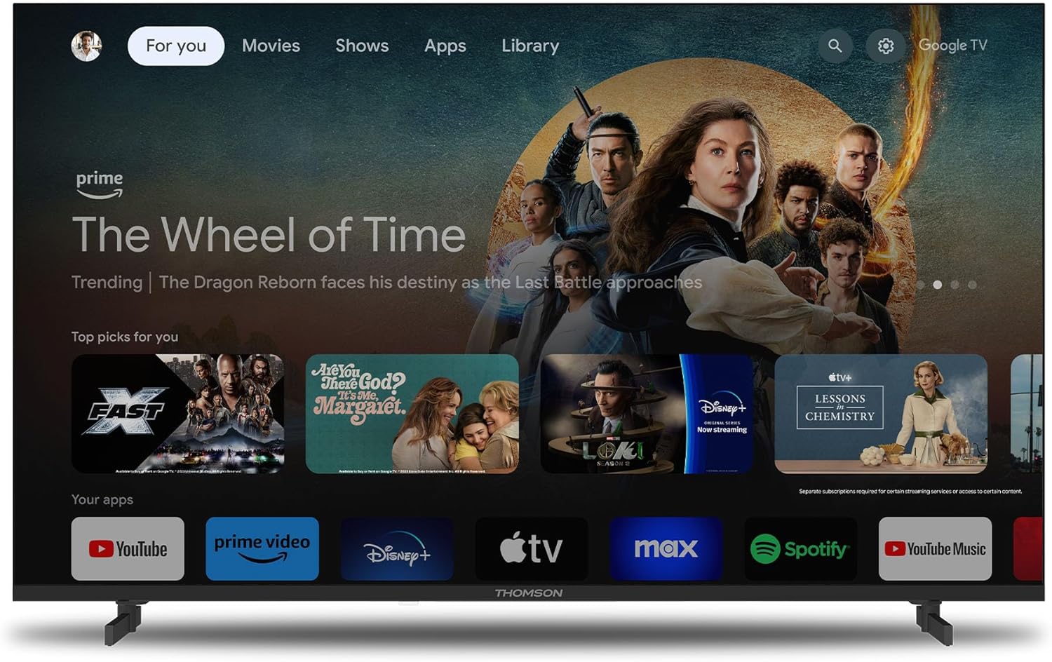 THOMSON 32 Inch (81cm) Full HD Google Smart TV, Wi-Fi, Dolby Audio, HDR10, Bluetooth 5.1, Triple Tuner (Cable/Satellite/Antenna), HDMI, CI+, A+ Panel - 32FG2S14