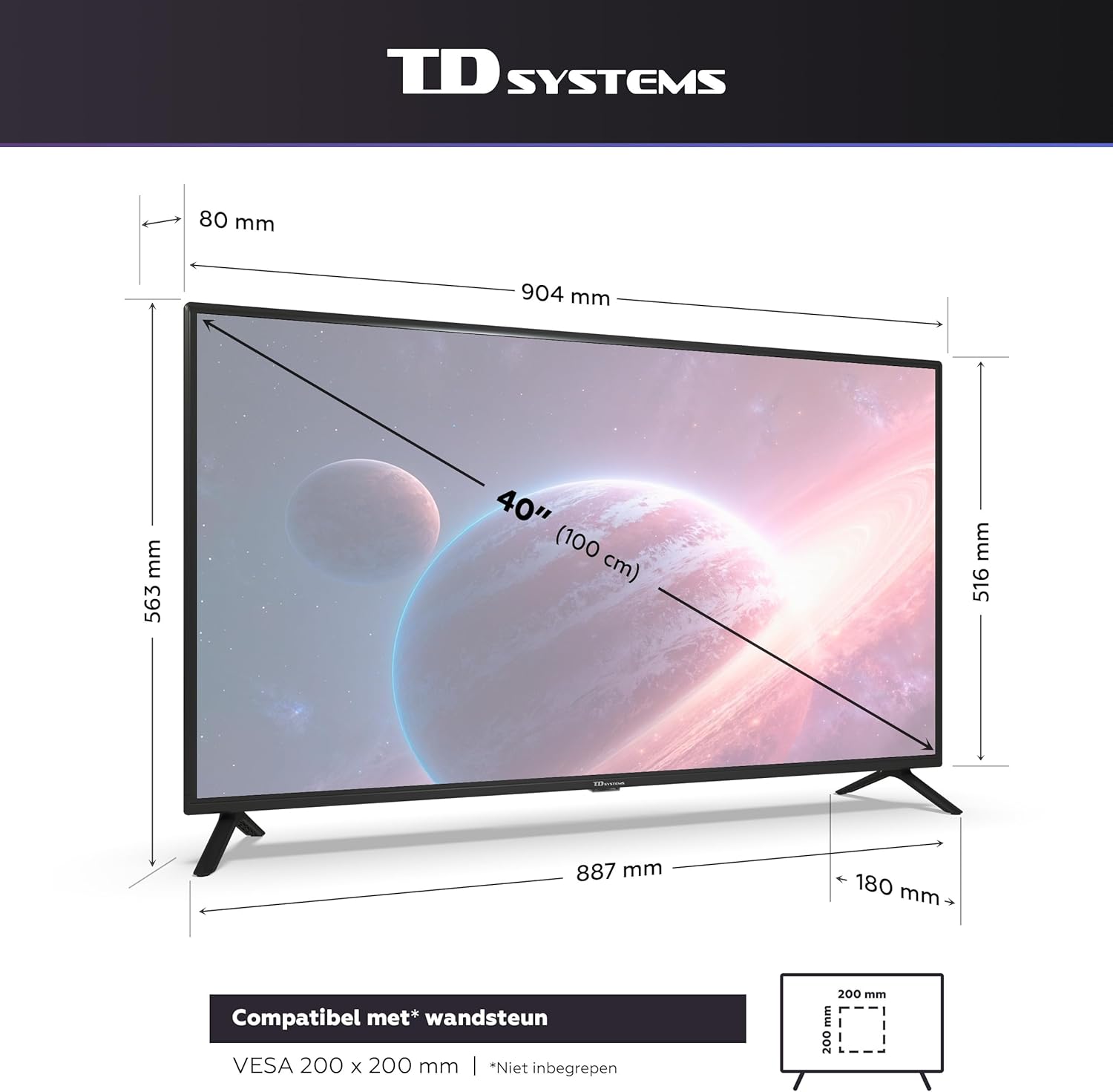 TD Systems - 40 Inch Smart TV, Hey Google, Full HD DVB-T2/C/S2 television, Android 11 Chromecast, Model 2025 - PRIME40C19GLE