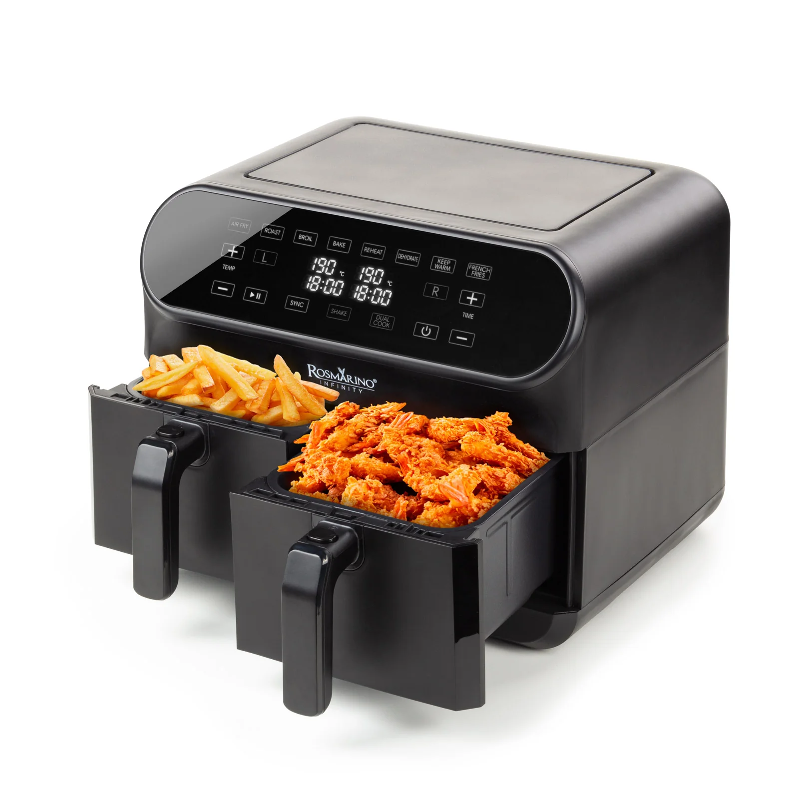 2025 Infinity PRO XXL Airfryer met dubbele manden, 1700 W, 8 L