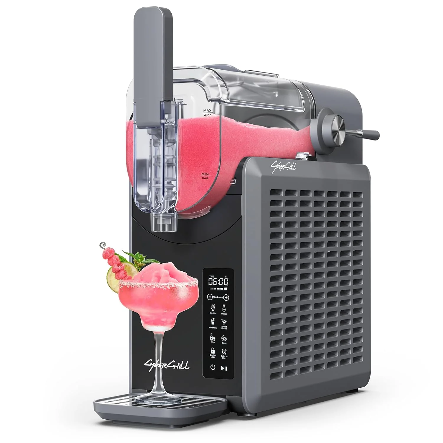 Slushie Machine - Professionele maker van bevroren dranken, geen ijs nodig - Slushiemachine van 70 oz voor thuis met LED-display - Reservering met één druk op de knop en 6 vooraf ingestelde programma's voor bevroren margarita's, frappés en ijs