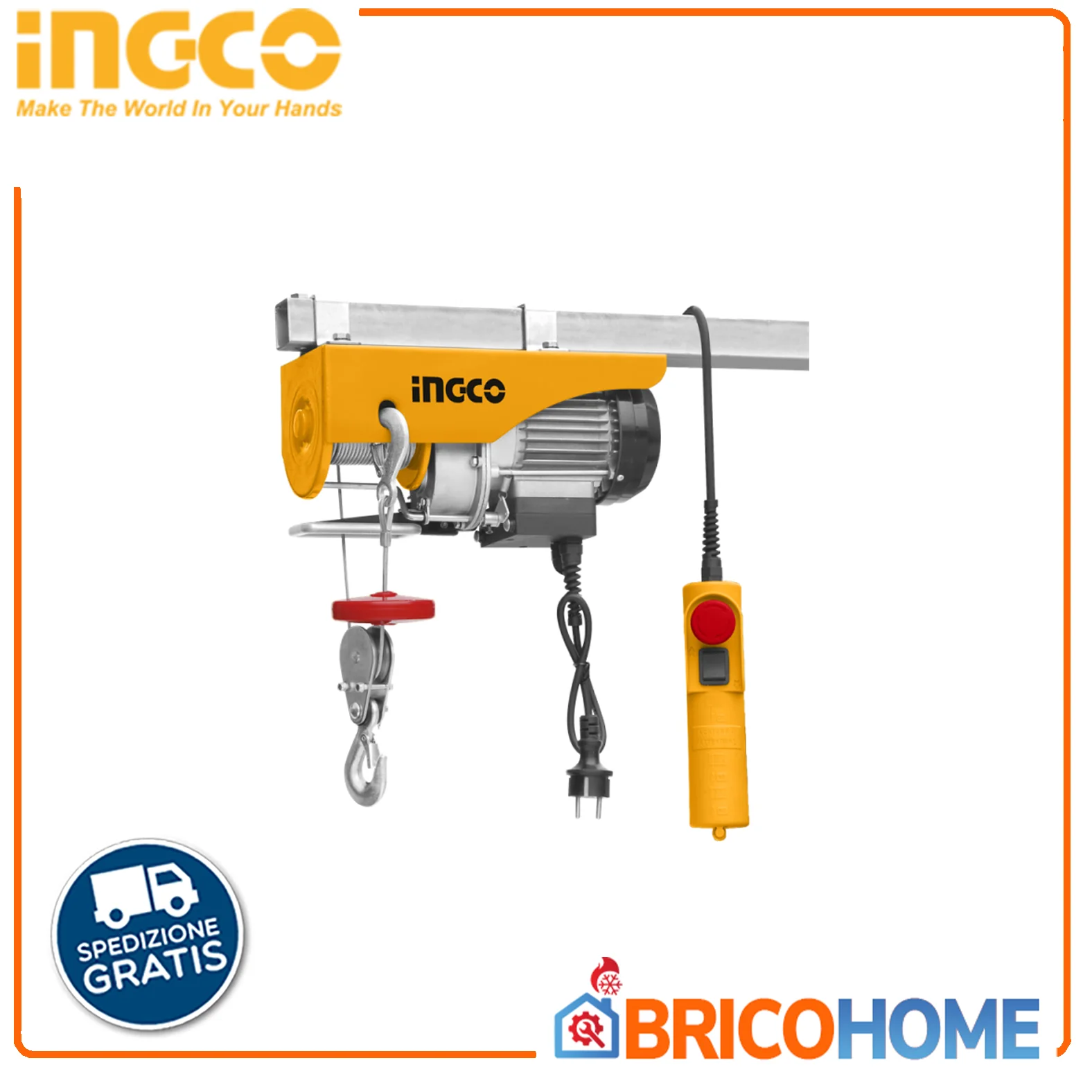 2025 Elektrische takel electrocarrucola 250Kg 900W - Ingco