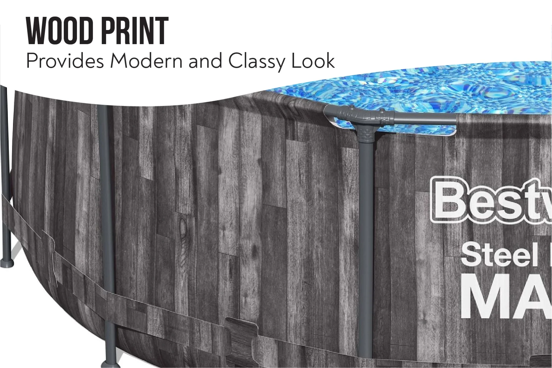 2025 Bestway? Steel Pro MAX? Ronde Opzetzwembad van Staal met Houtprint 12 ft x 39.5 in