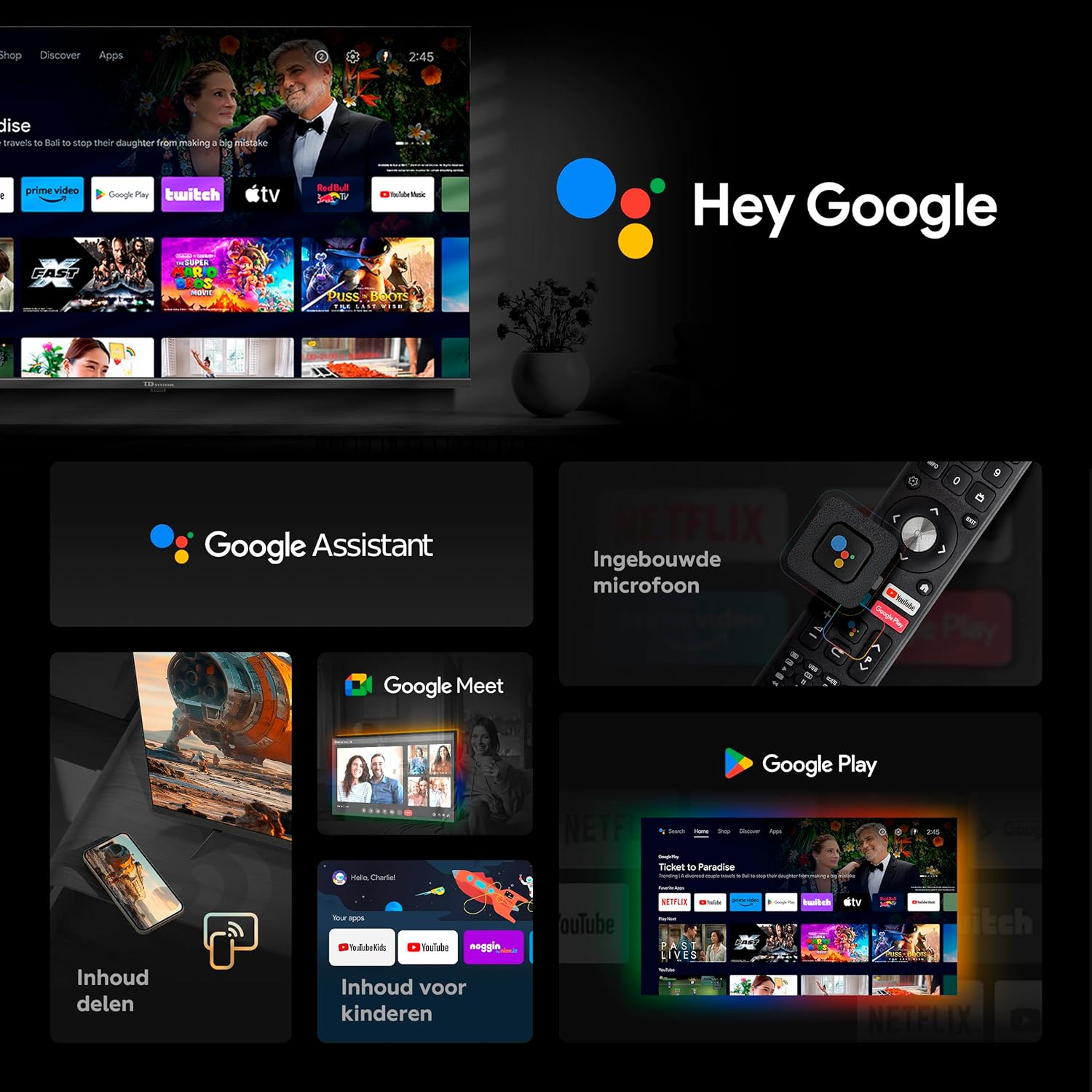 TD Systems - 40 Inch Smart TV, Hey Google, Full HD DVB-T2/C/S2 television, Android 11 Chromecast, Model 2025 - PRIME40C19GLE