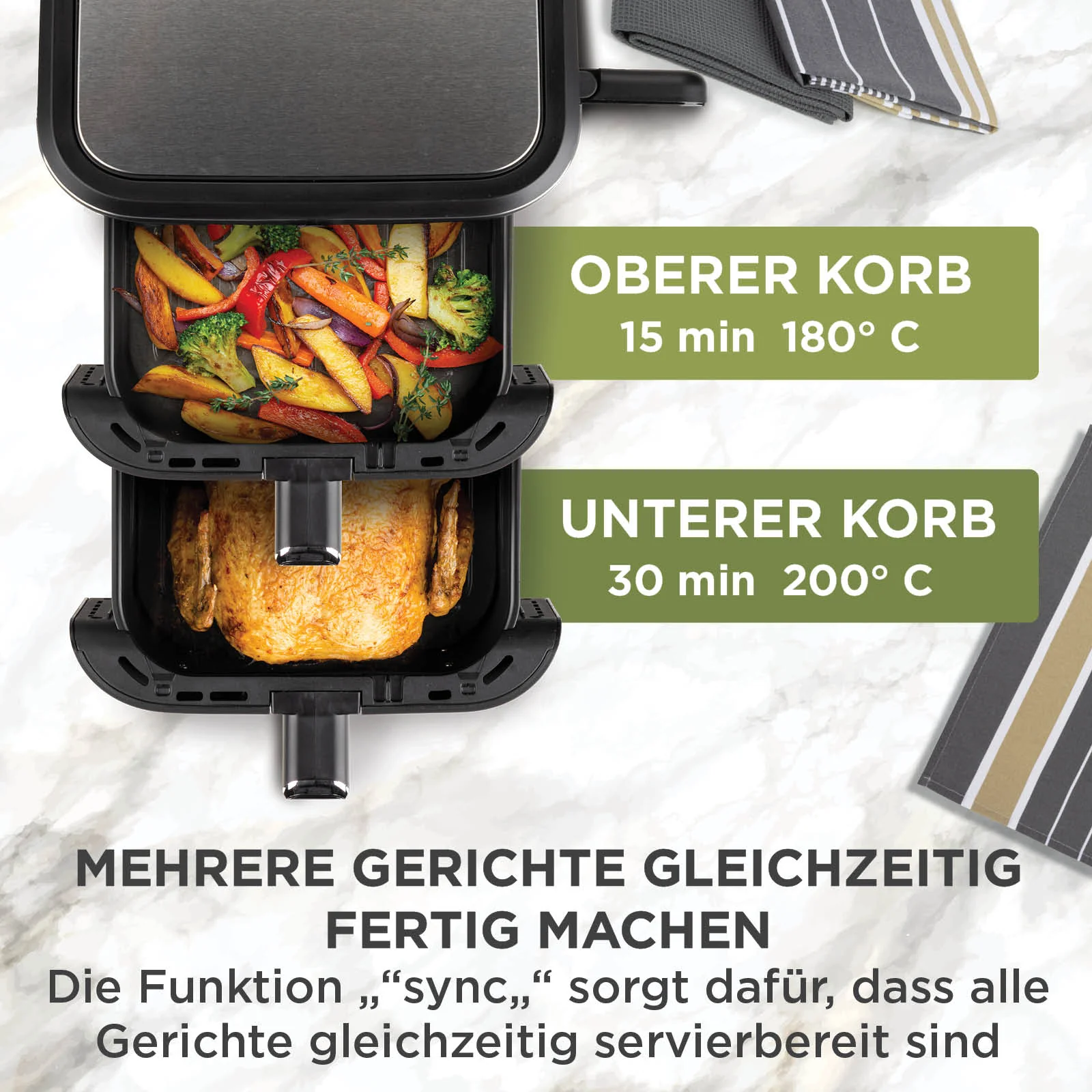 2025 Rosmarino Tower XXL heteluchtfriteuse �C 10,4 L